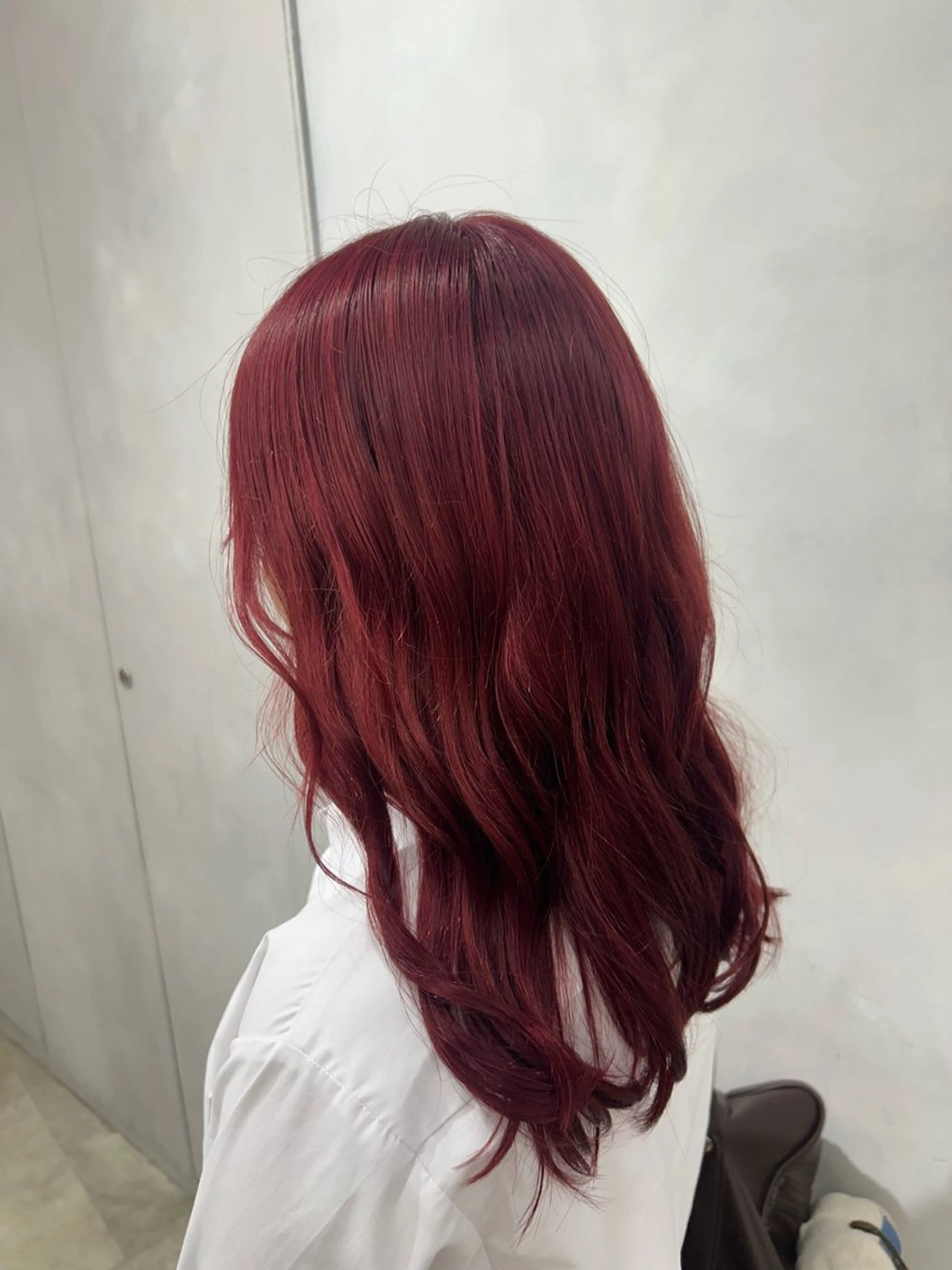 ミディアム カラー レッドカラー カット ヘアカラー ピンク/ベージュ /似合わせ/田島百華のヘアスタイル