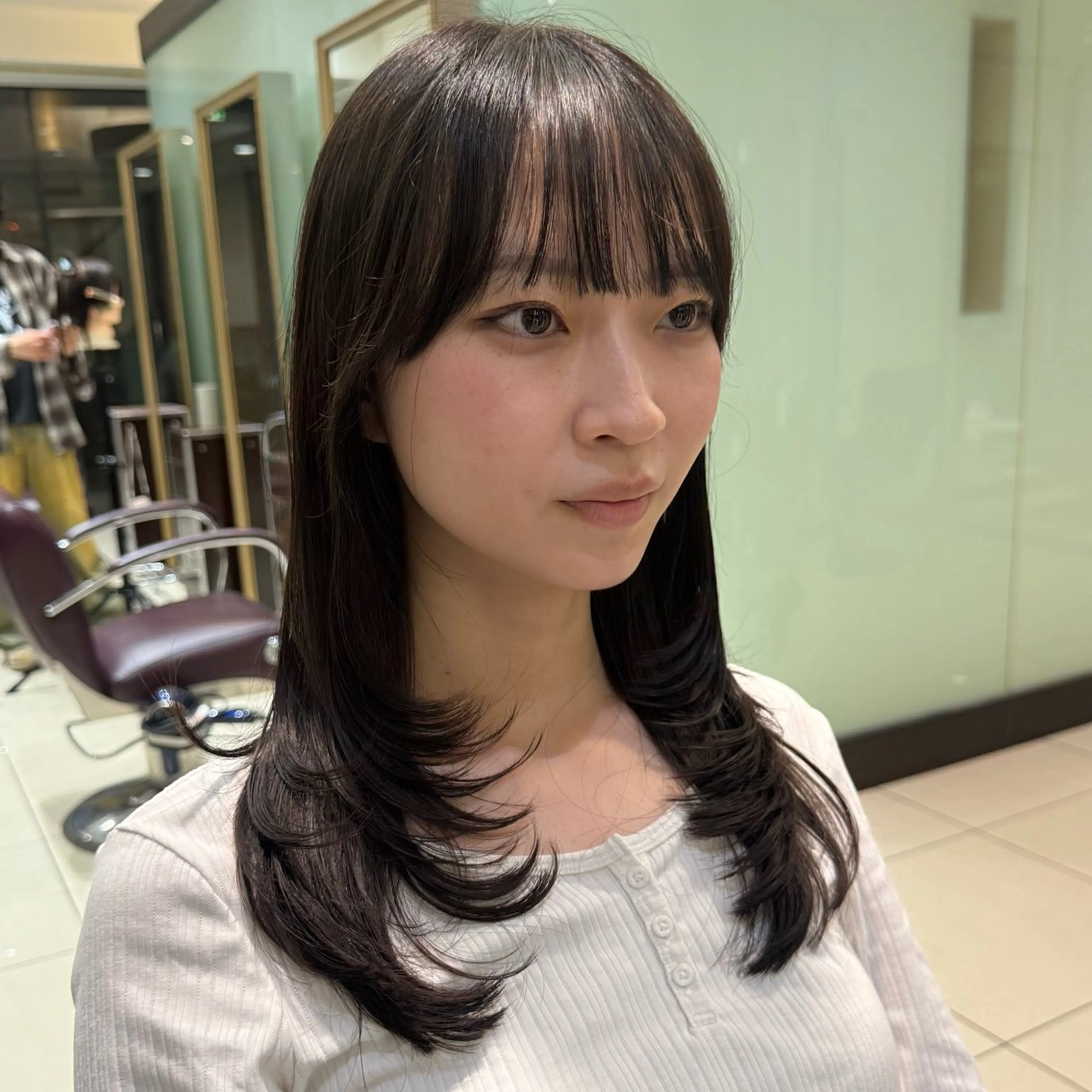 セミロング パーマ カット パーマ 縮毛矯正 韓国風パーマ🌿コテ 巻き風パーマ/るいのヘアスタイル