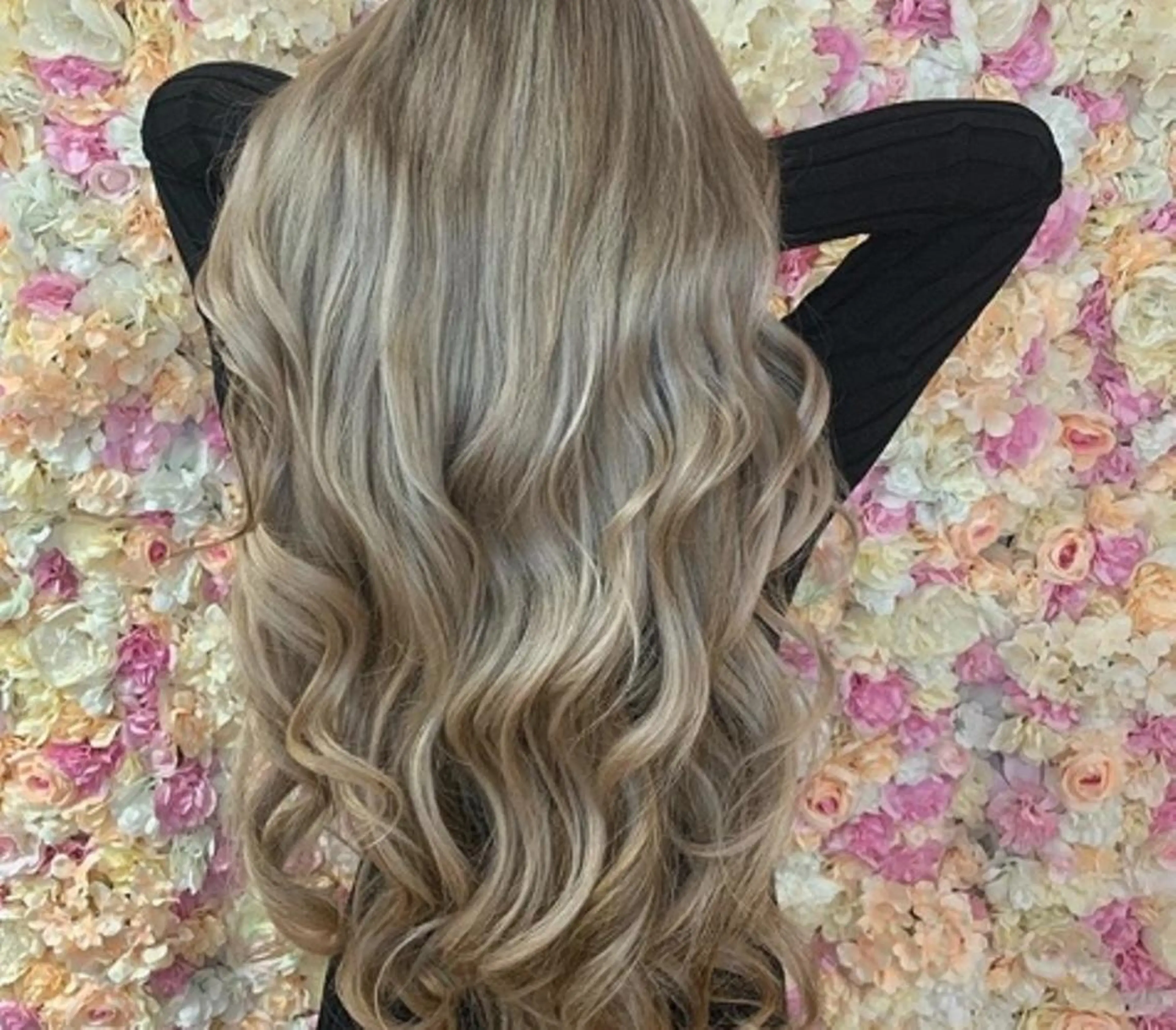 セミロング カラー パーマ チビ編み込みエクステ シールEXどぅ〜すのヘアスタイル