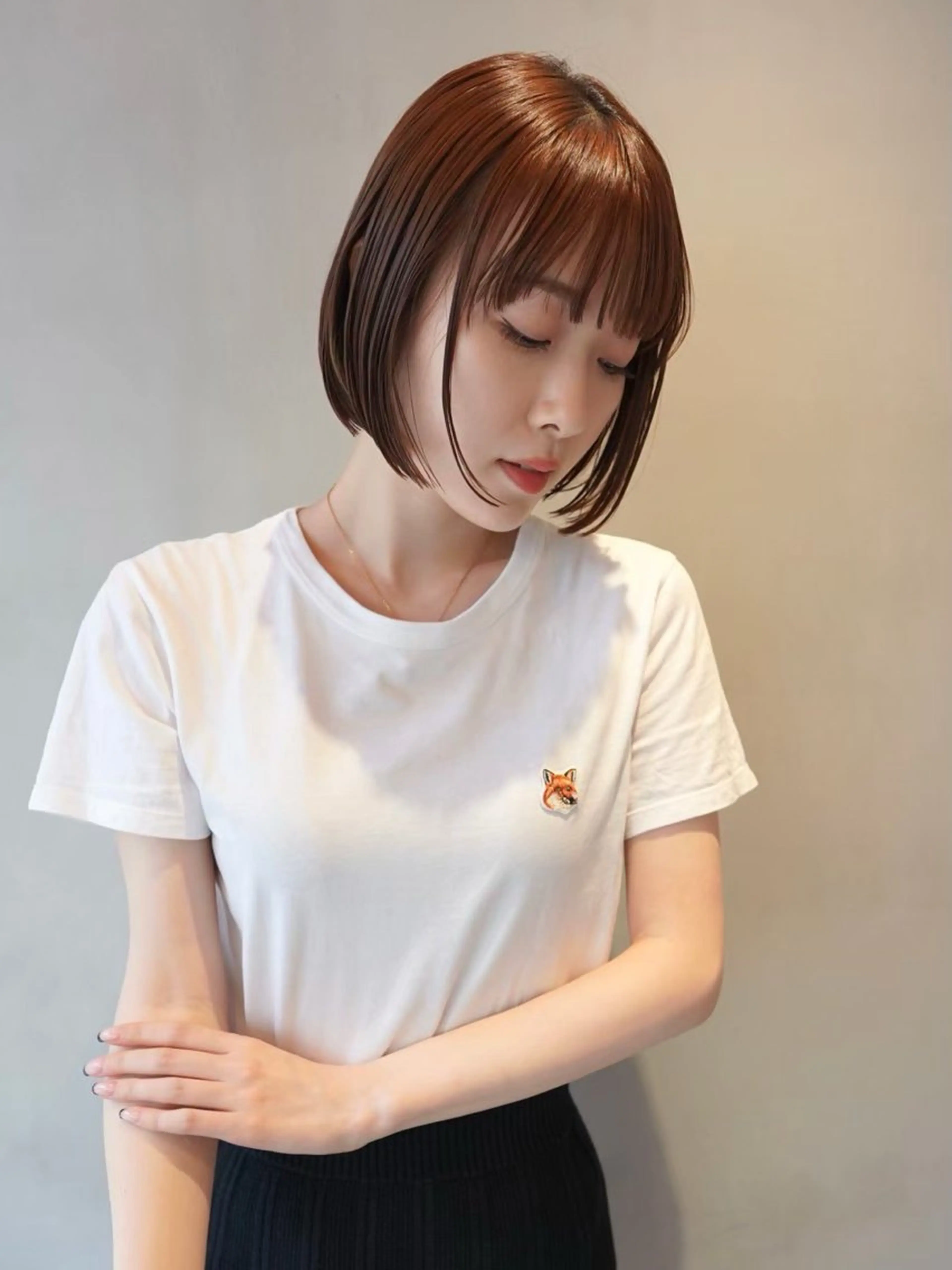 ショート カラー カット ヘアカラー トリートメント 切りっぱなしボブ/ 艶カラー/綾莉のヘアスタイル