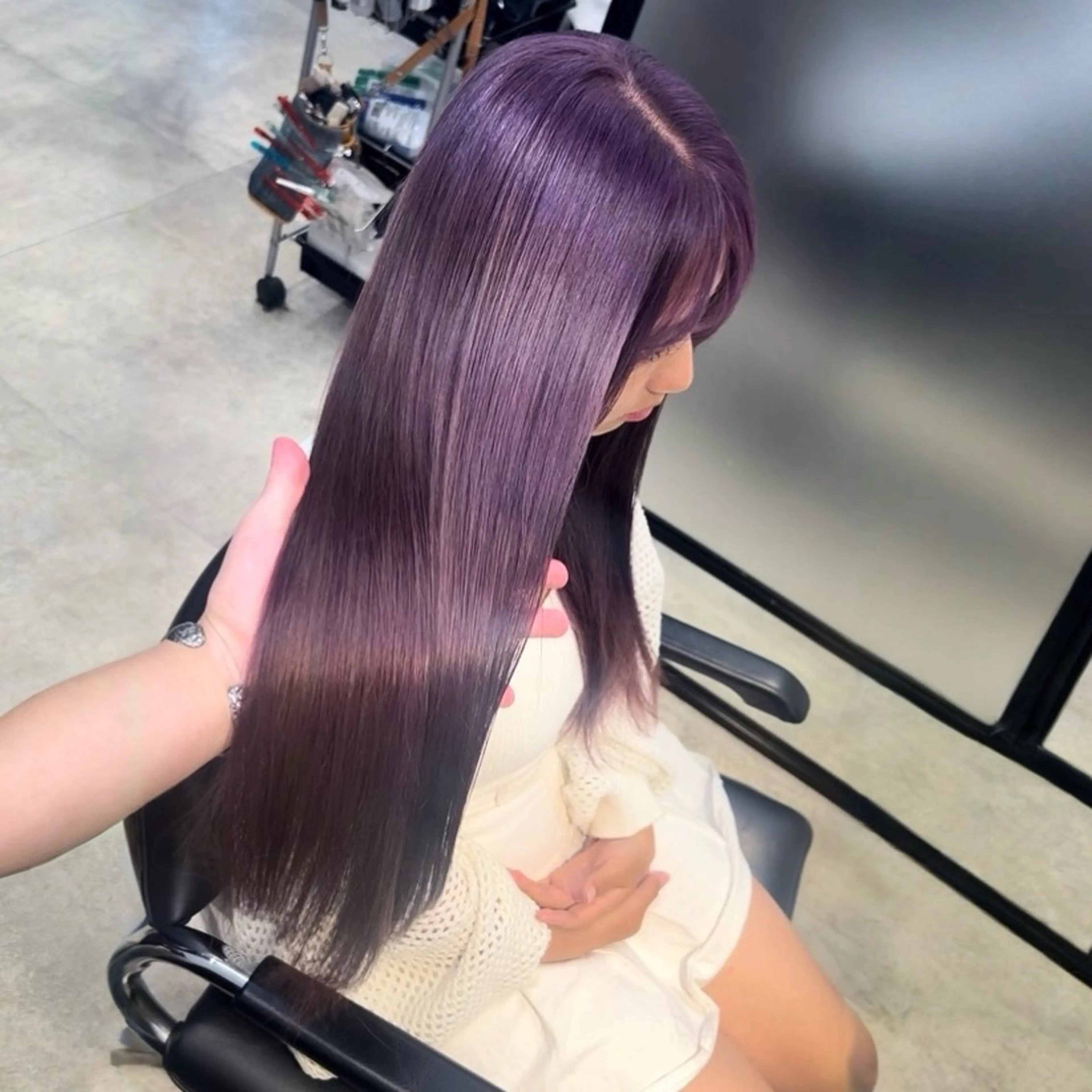 ロング カラー ヘアカラー トリートメント 及川シゲル 髪質改善講師のヘアスタイル