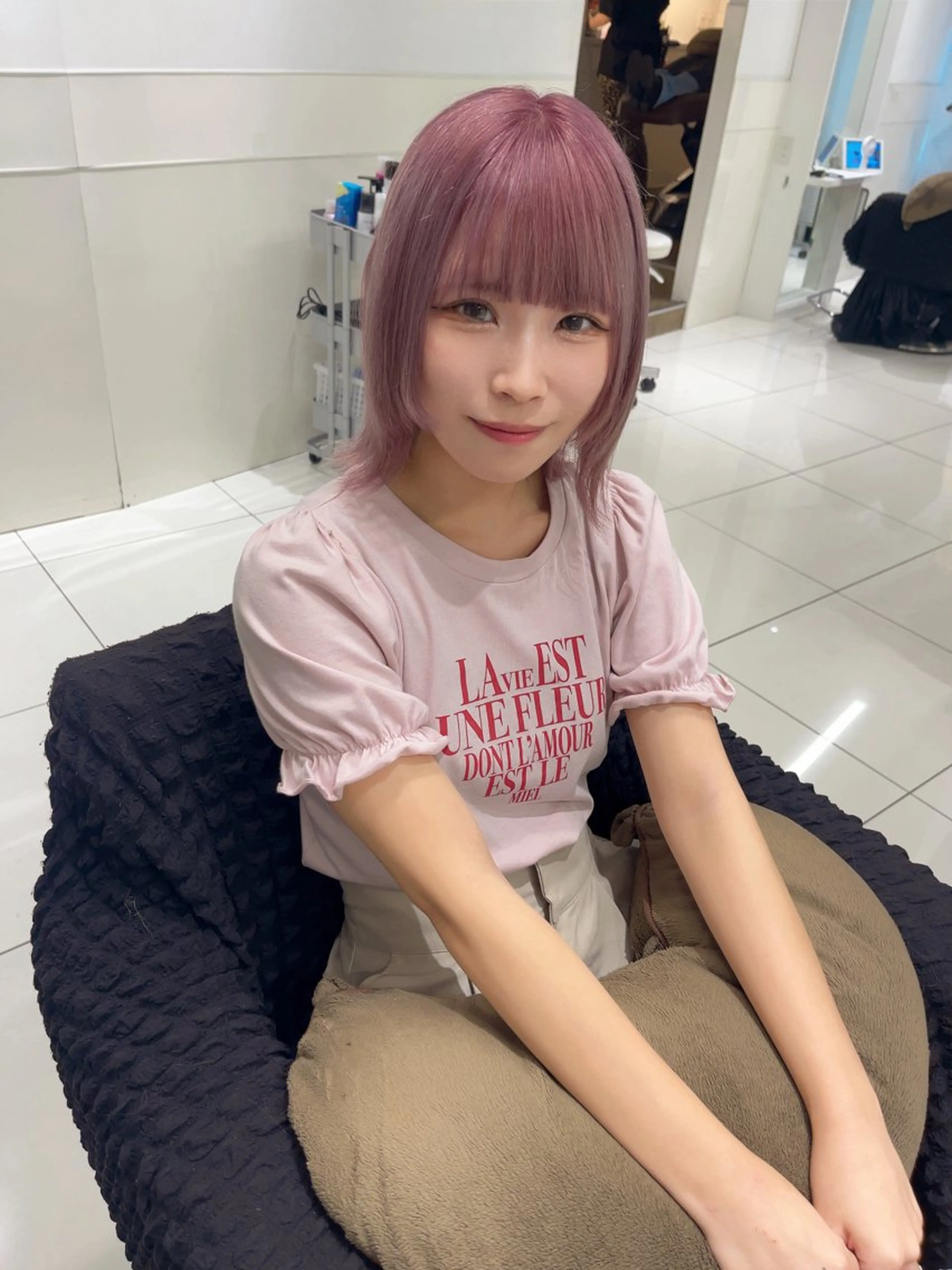 ミディアム カラー ピンクカラー りおな/髪質改善/ カラー /平尾のヘアスタイル