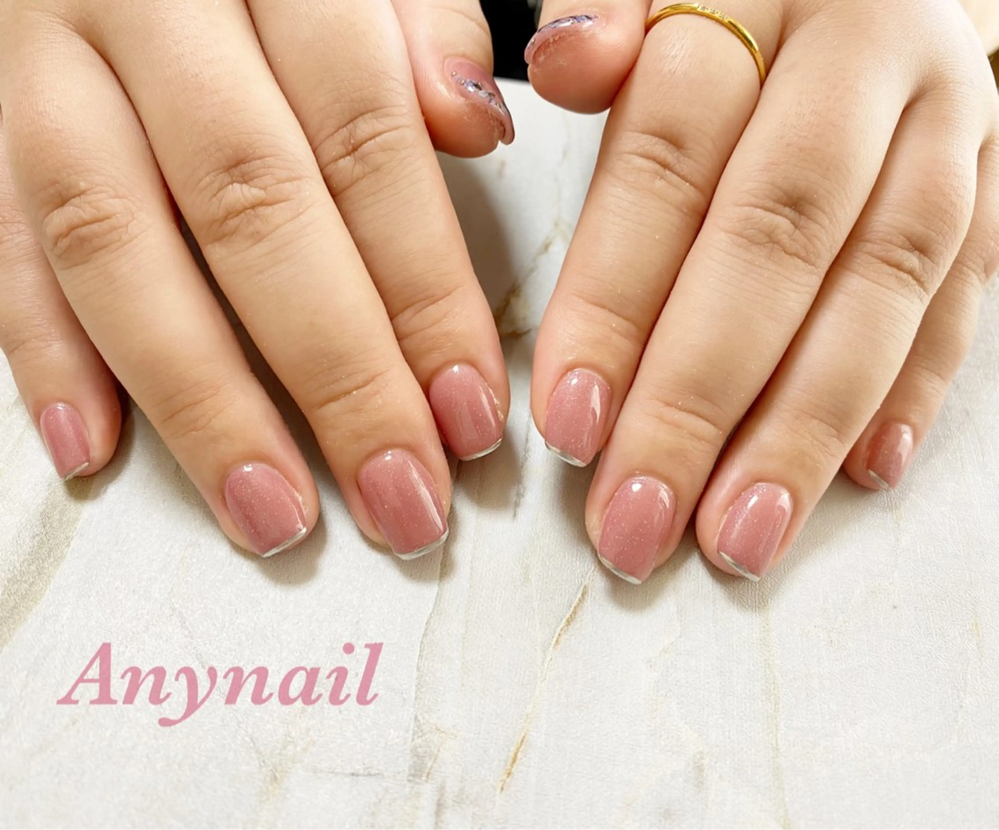 ネイル ブルー オフィスネイル シルバー 岩澤 恵子のネイルデザイン