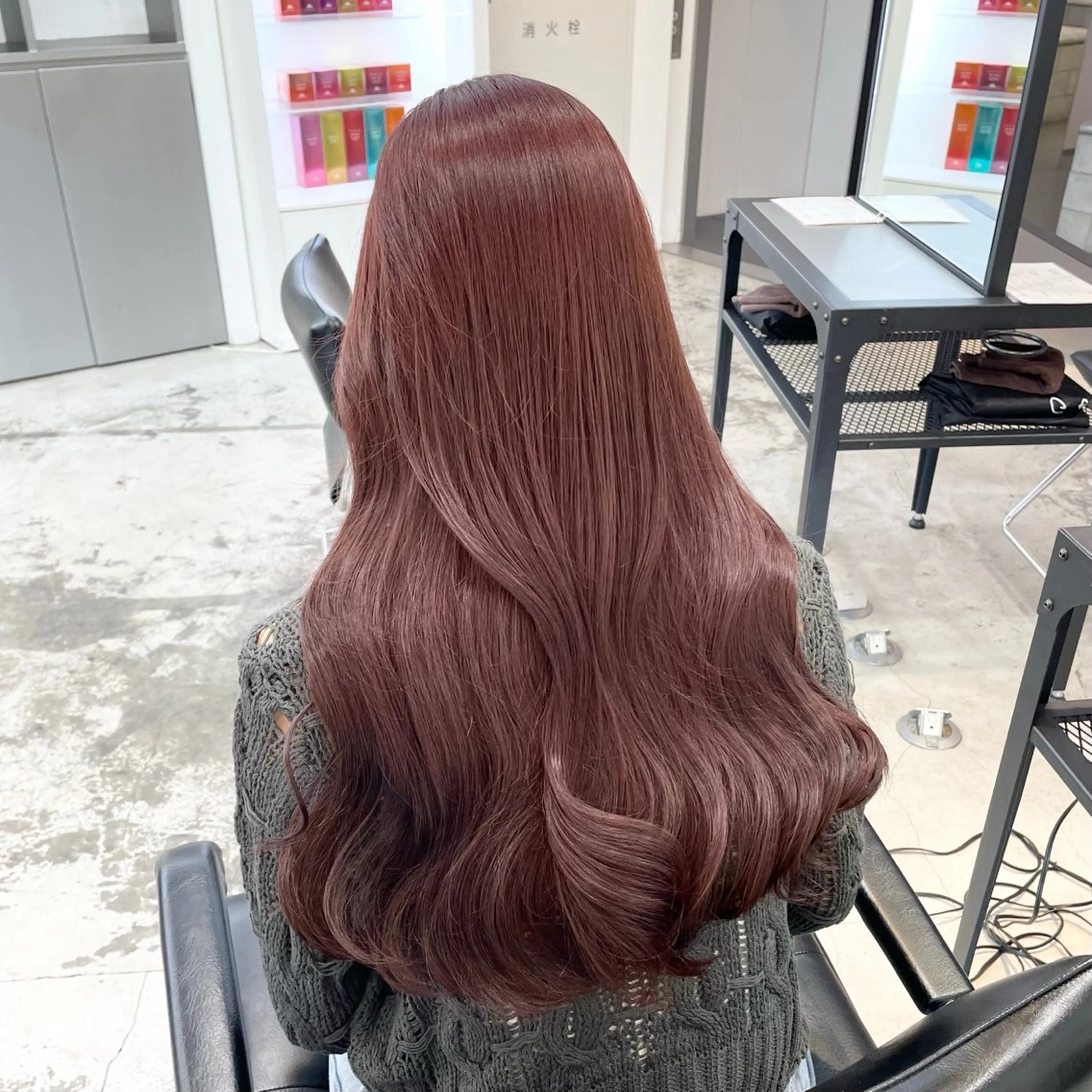 ロング カラー ブリーチ ブラウンカラー カシス ブリーチなしカラー ピンクカラー カット レイヤー×グレージュ /ピンク🩷mioのヘアスタイル