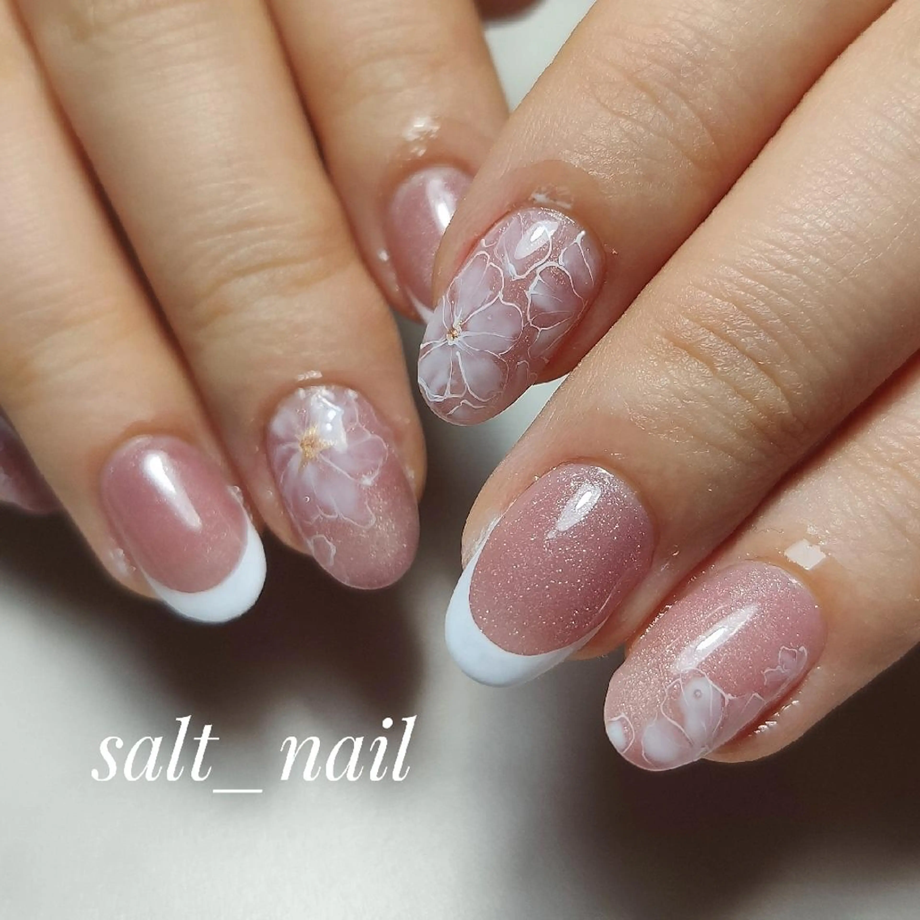 ネイル フラワーネイル フレンチネイル マグネットネイル ブライダルネイル ハンドネイル 個人サロン saltnailのネイルデザイン