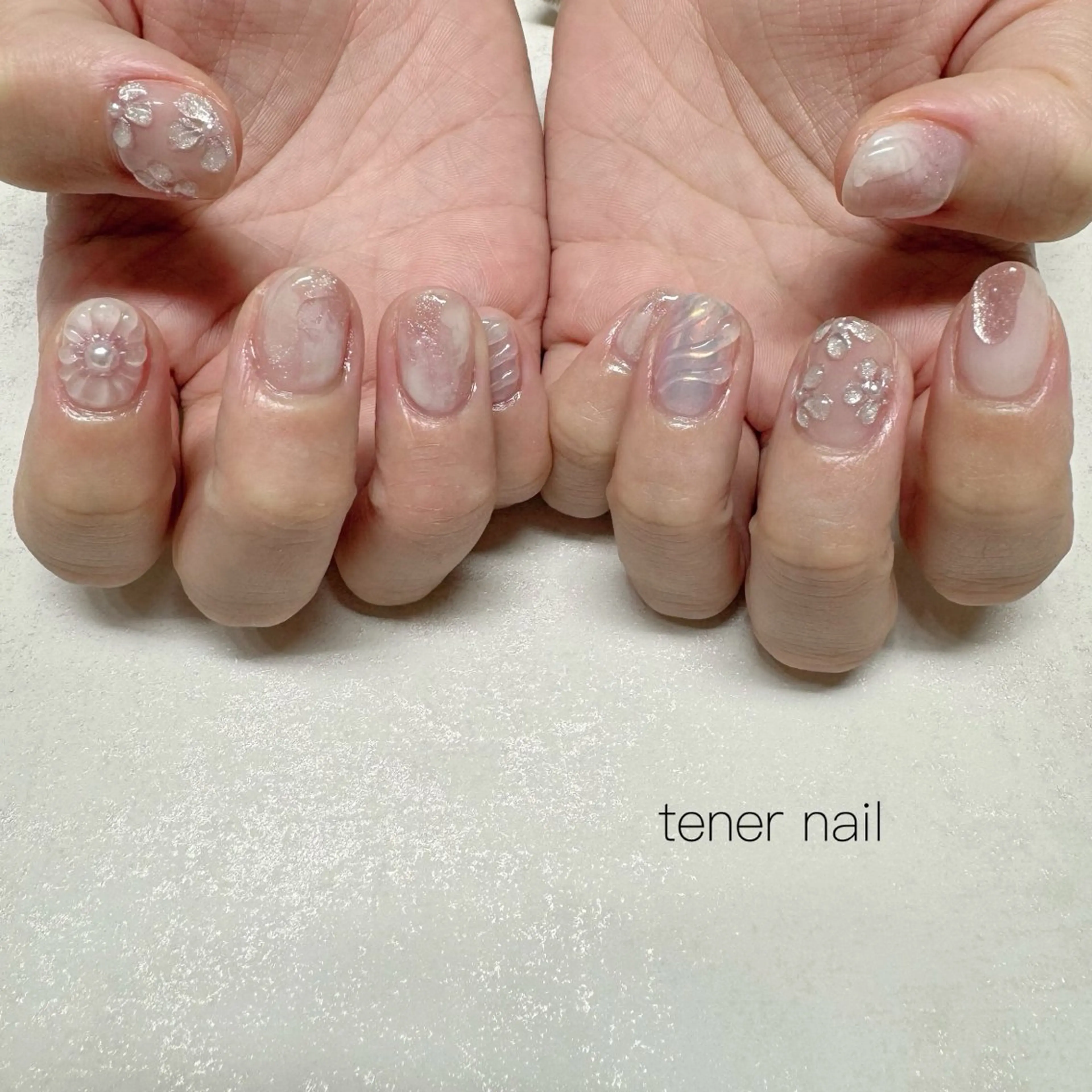 ネイル アートネイル クリアネイル ニュアンスネイル ぷっくりネイル ハンドネイル テネルネイル tener nailのネイルデザイン