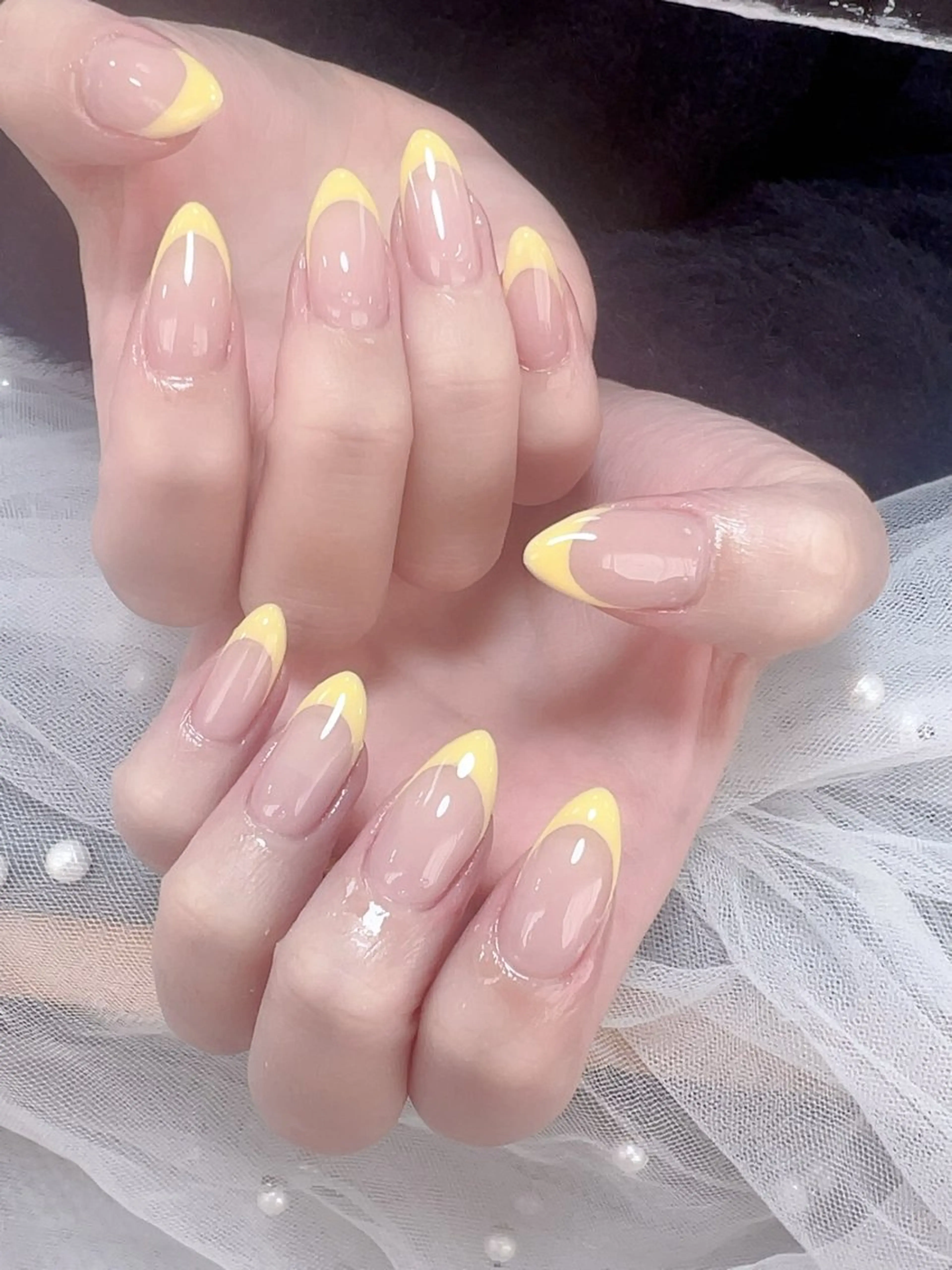 ネイル オーロラネイル 成人式 長さ出し フットネイル 韓国ネイル ハンドネイル Nail NaNaのネイルデザイン