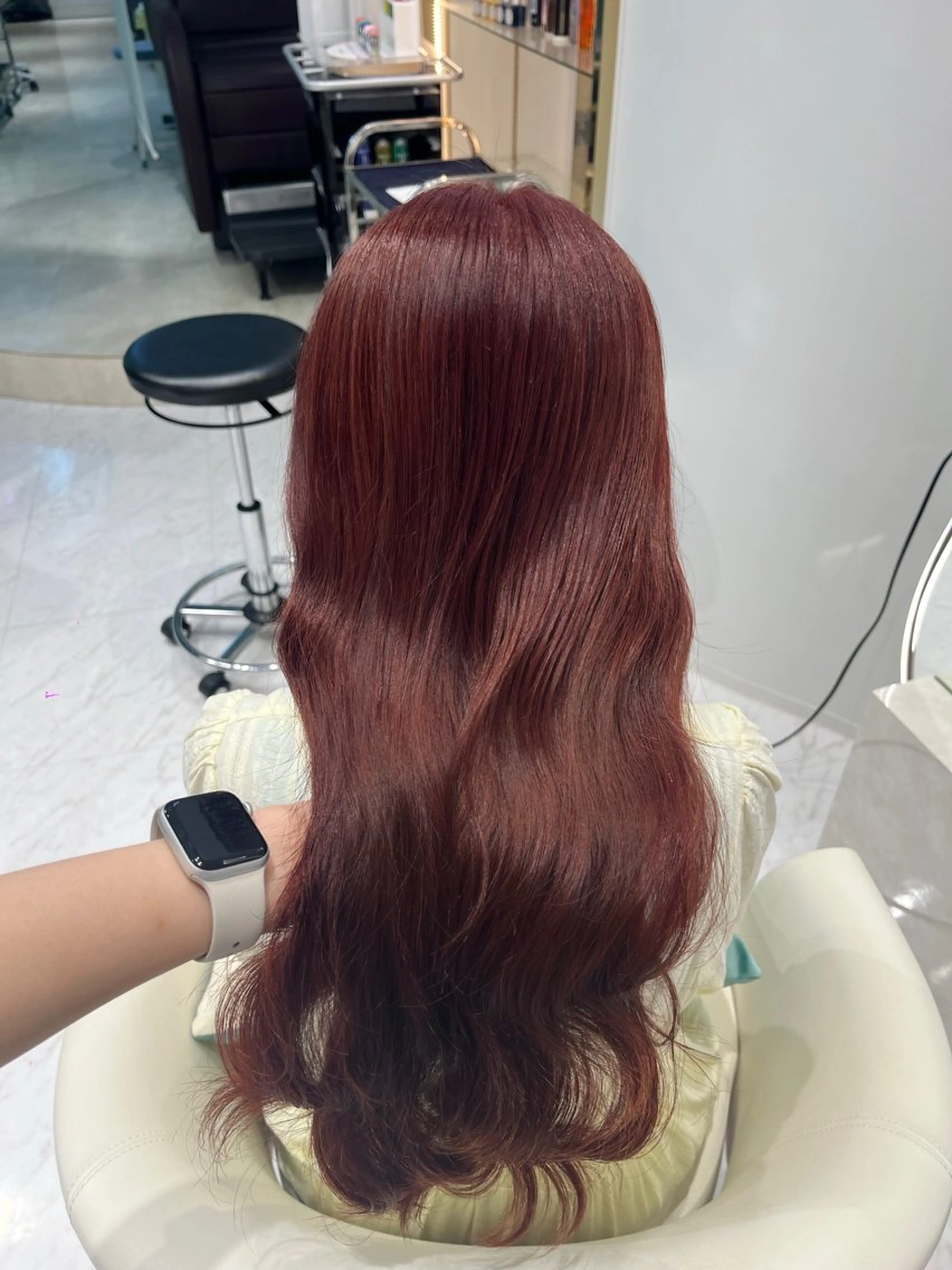 ロング カラー ブラウンカラー カシス 透明感カラー レッドカラー レッドブラウン ヘアカラー トリートメント 名駅/大人韓国ヘア 艶カラー/Rihoのヘアスタイル