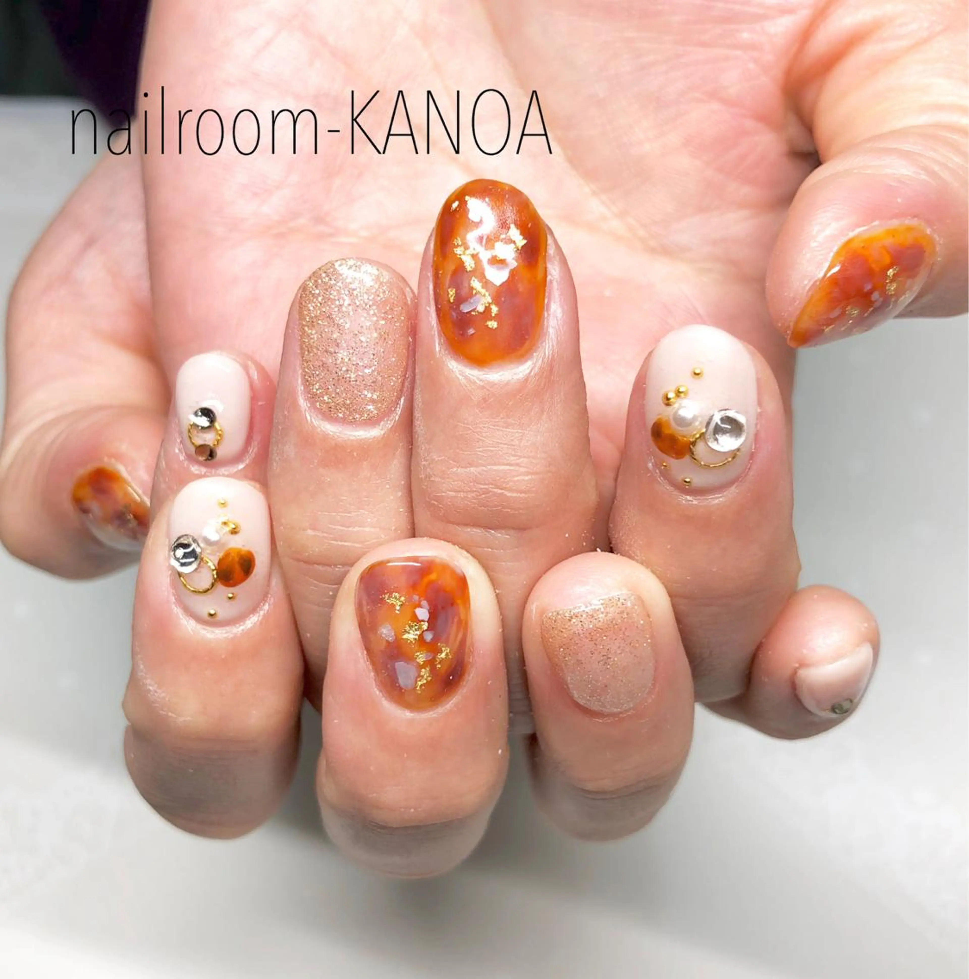 ショート ネイル べっ甲ネイル nailroom- KANOAのネイルデザイン