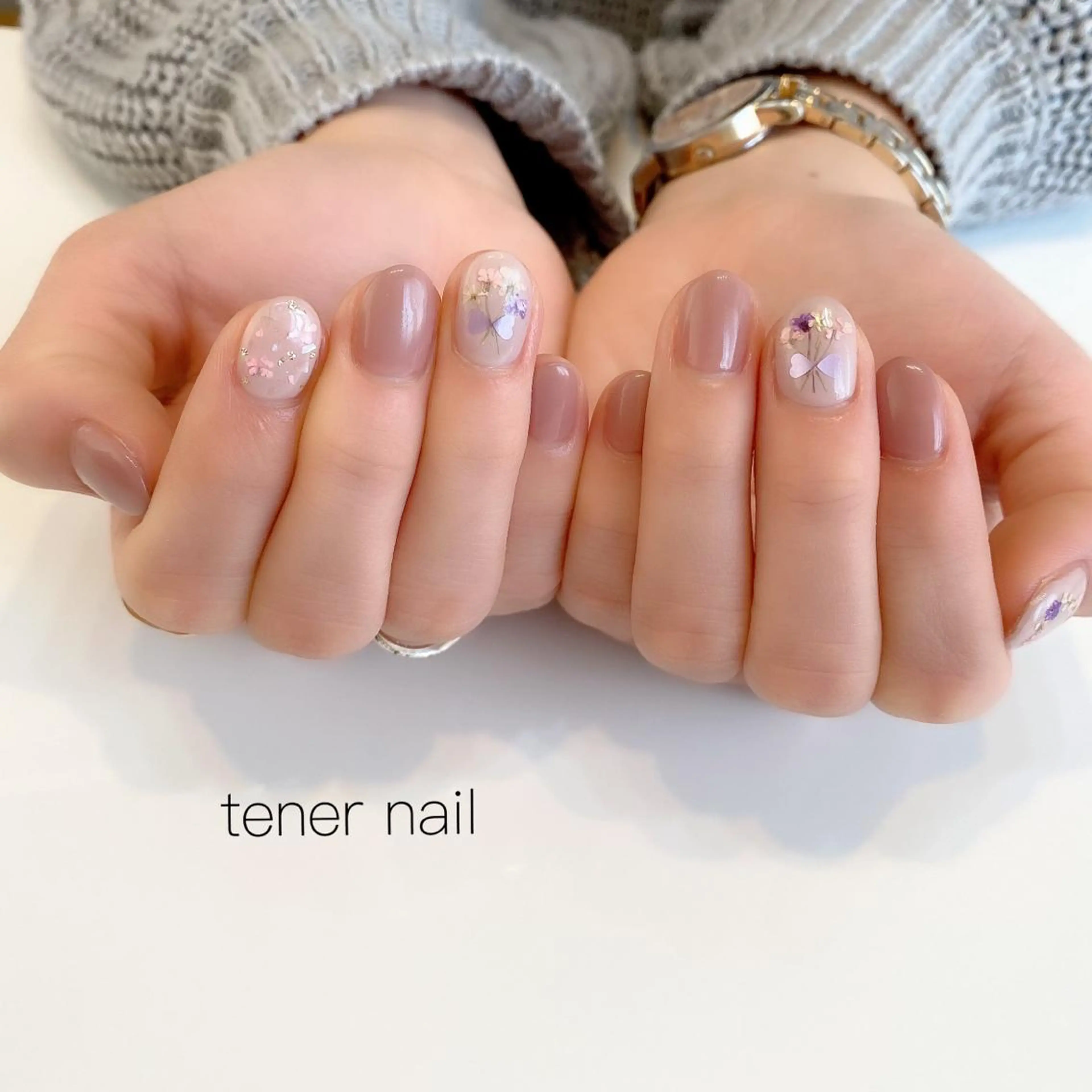 ネイル ピンク パープル ホワイト テネルネイル tener nailのネイルデザイン