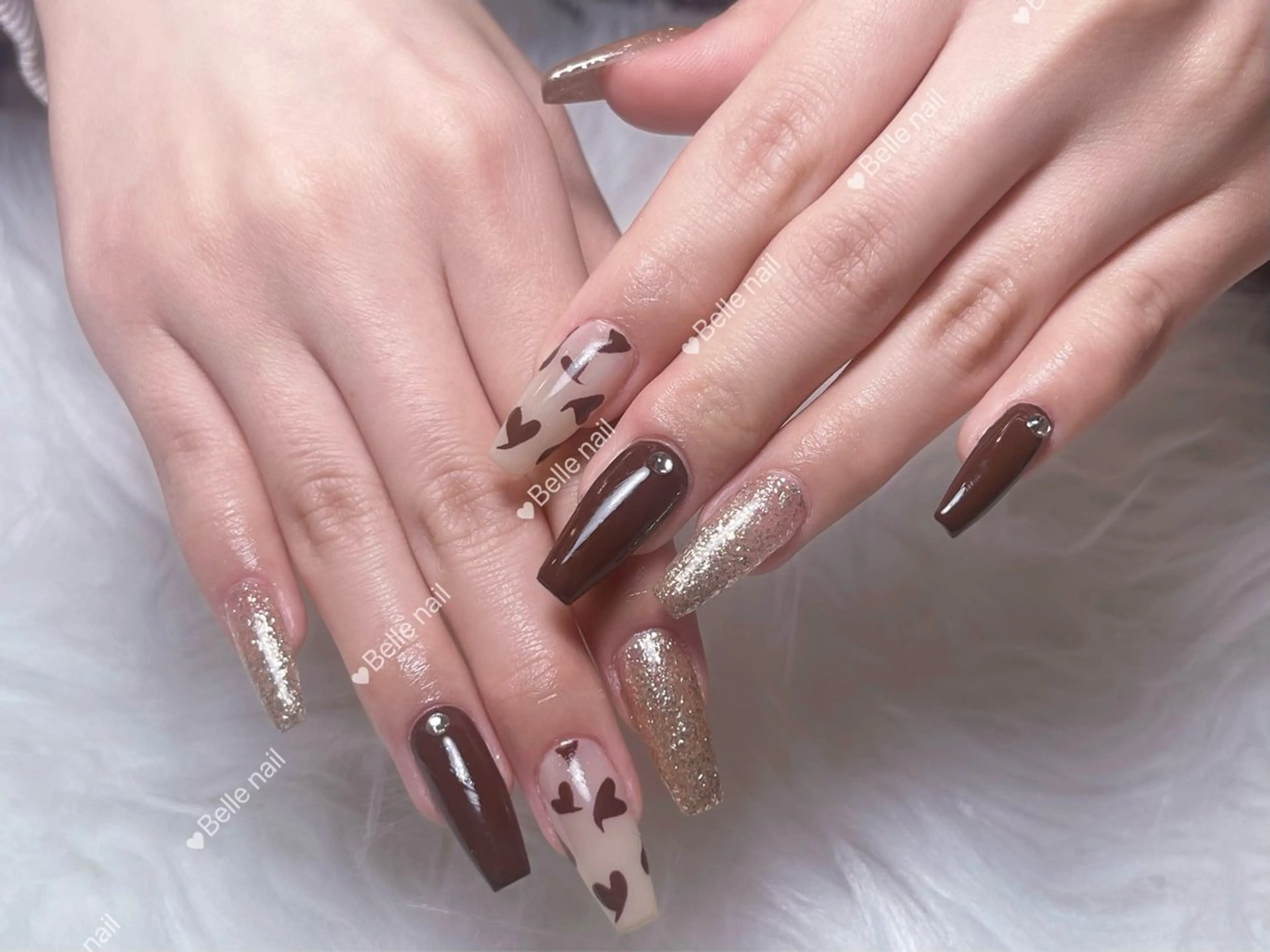 ネイル アートネイル 長さ出し フレンチネイル ジェルネイル キラキラネイル Belle Nail Salonのネイルデザイン
