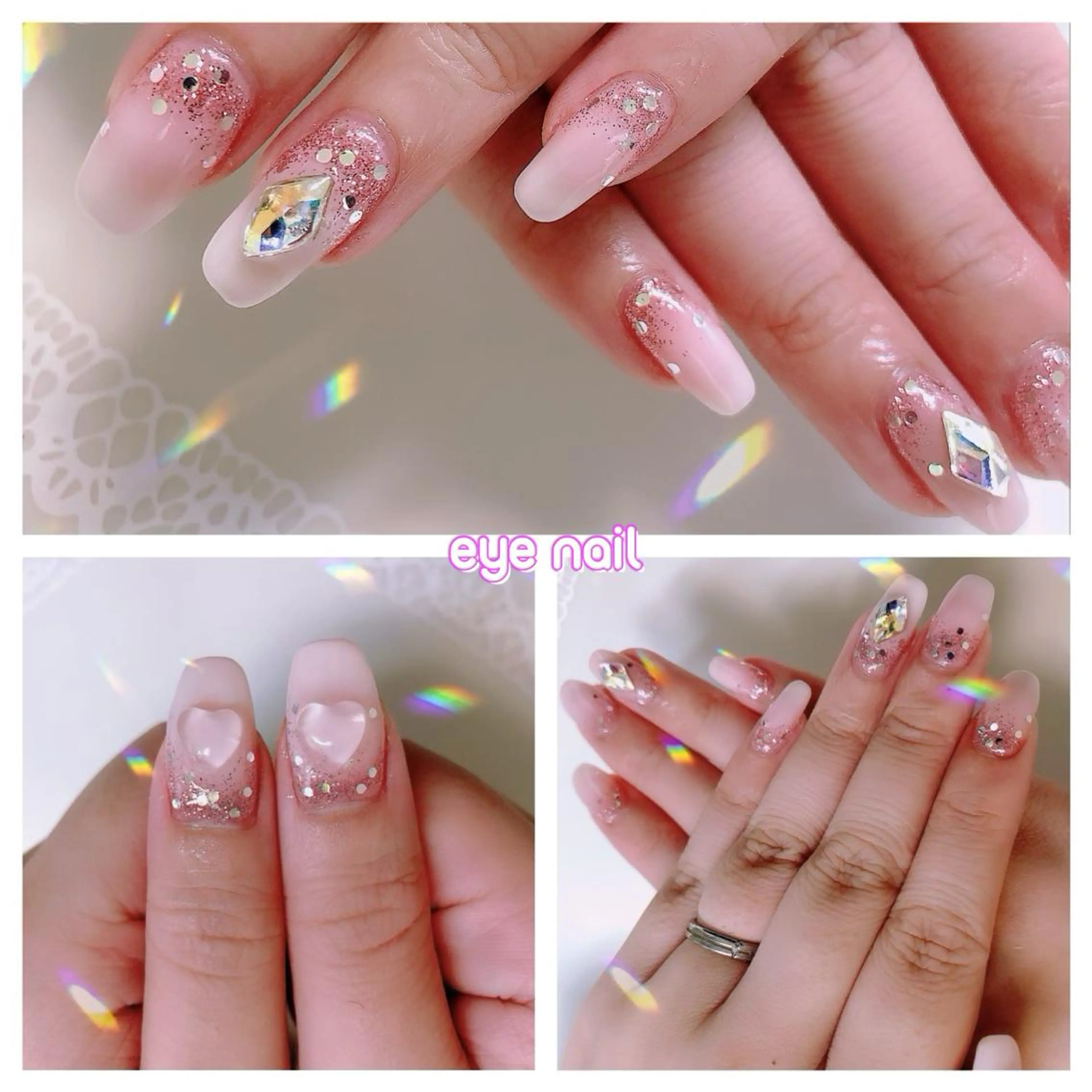 ネイル アートネイル オーロラネイル ハート キラキラネイル ラメ(グリッター) ハンドネイル Eye nailのネイルデザイン