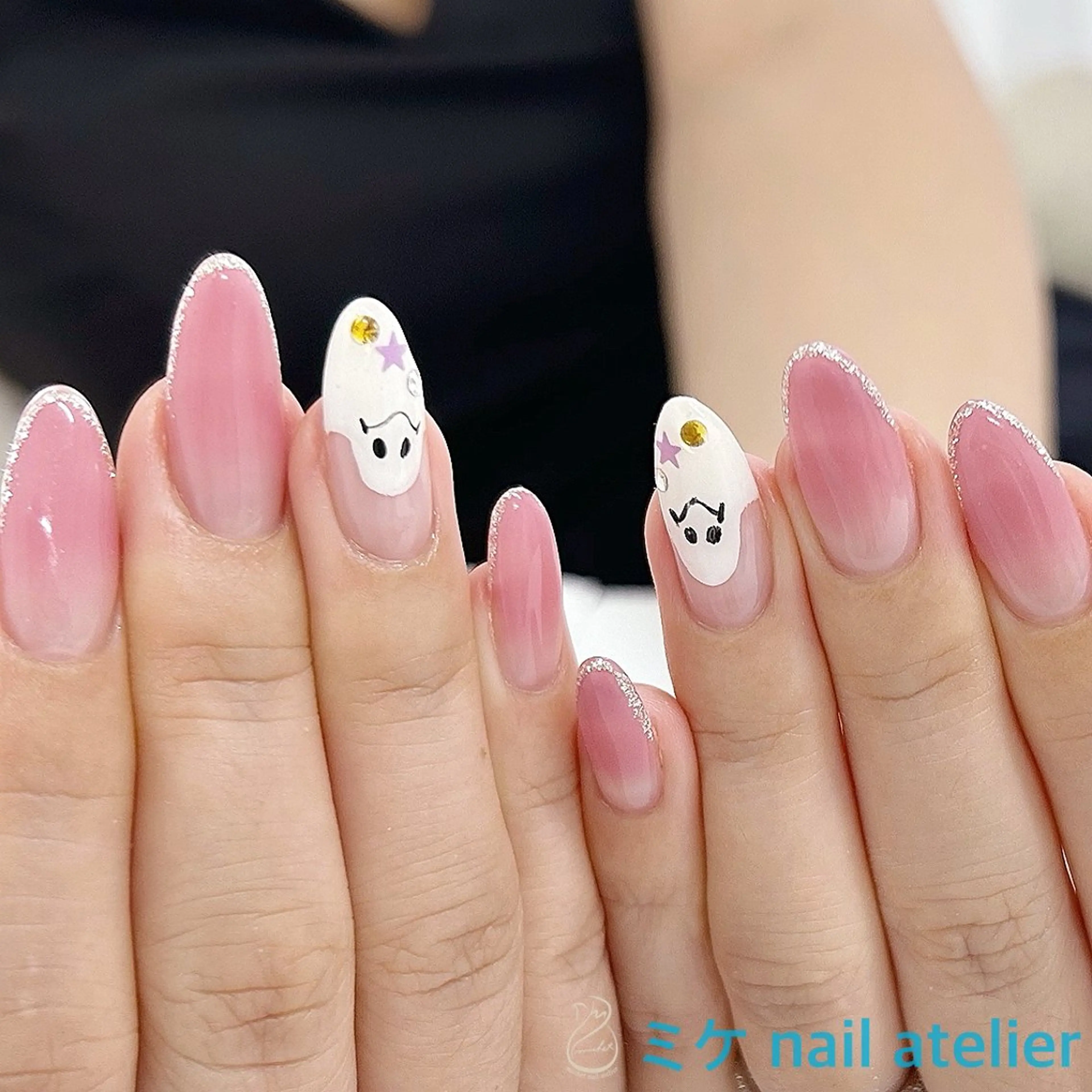 ネイル ジェルネイル グラデーション ハロウィン ラメ(グリッター) オフィスネイル ハンドネイル h. rikaのネイルデザイン