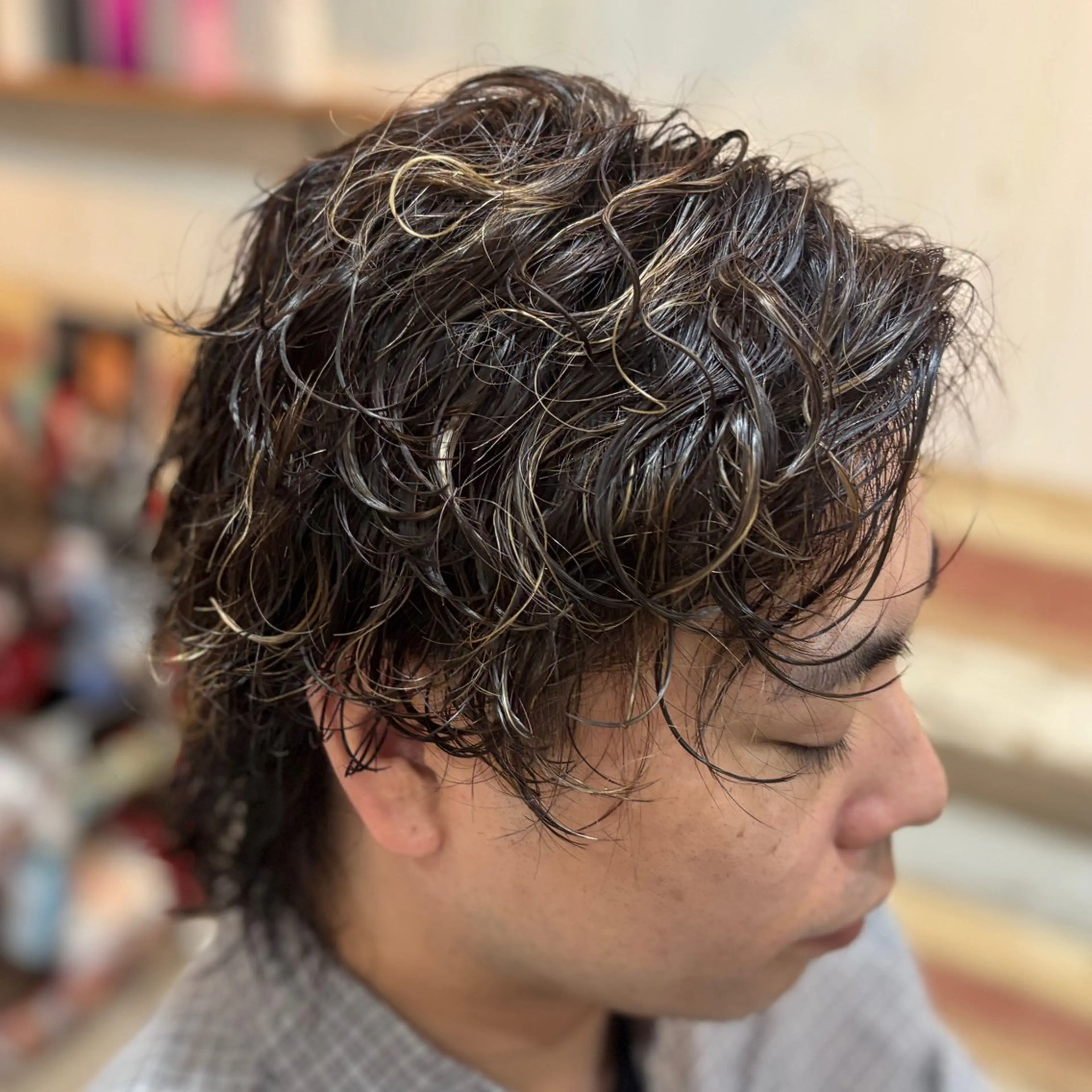 ショート パーマ メンズ カット ヘアカラー パーマ 💥桜木町メンズ専門 💥ルキのヘアスタイル