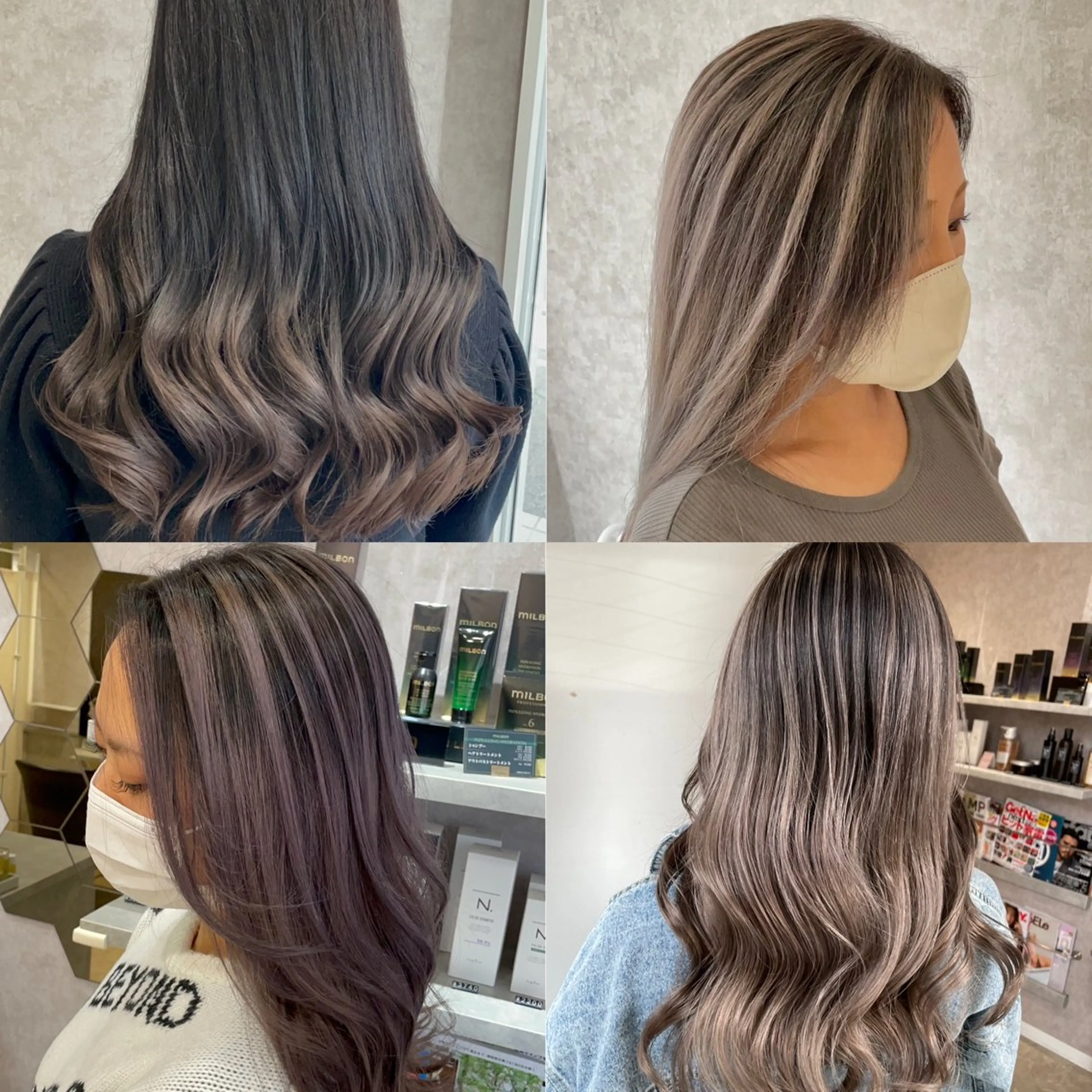 セミロング カラー バレイヤージュ ブリーチ ケアブリーチ 透明感カラー レイヤーカット バレイヤージュ特化｜ Takuのヘアスタイル