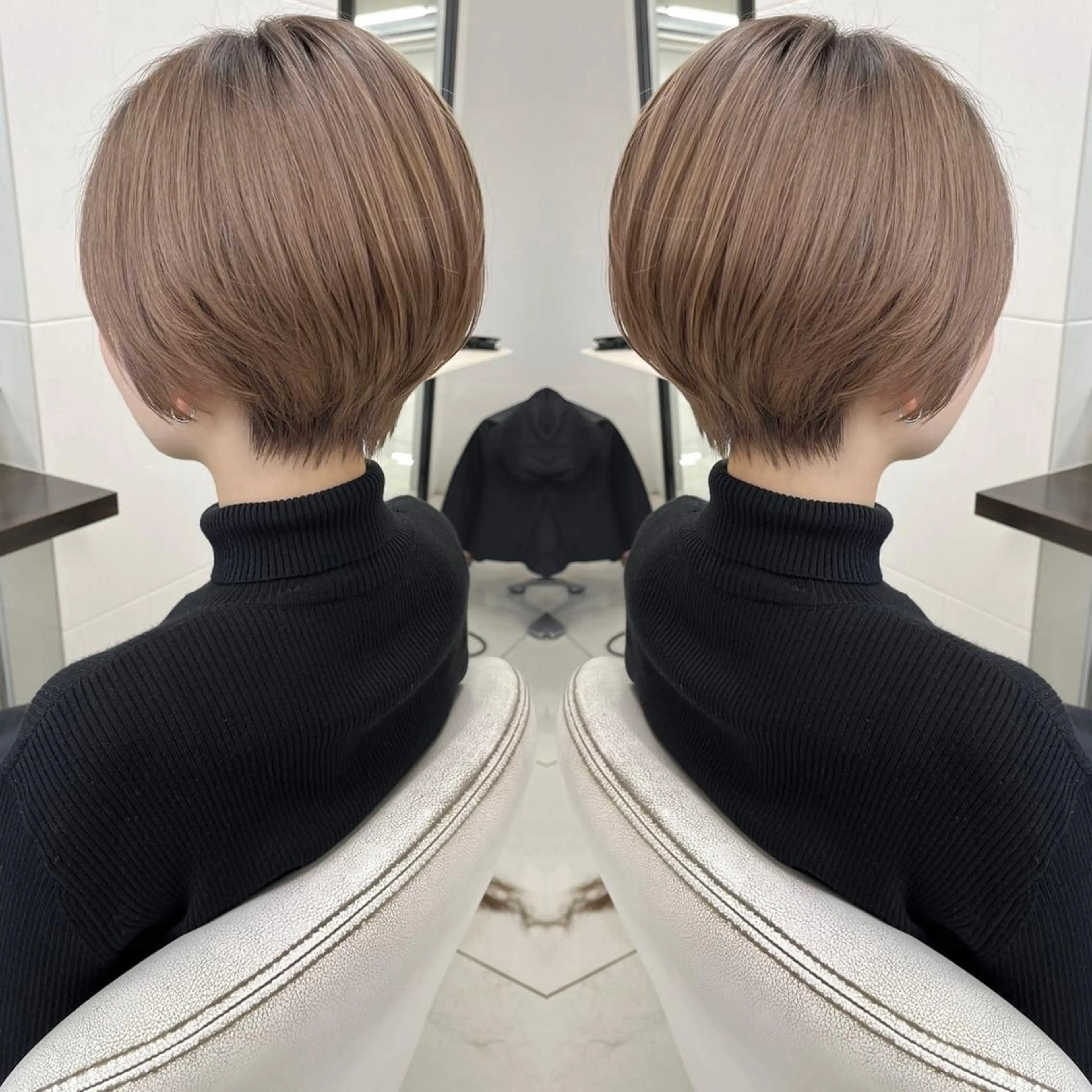 ショート カラー ハンサムショート ベージュカラー ブリーチ ケアブリーチ ダブルカラー ハタケヤマヨシキ ／BOOTHのヘアスタイル