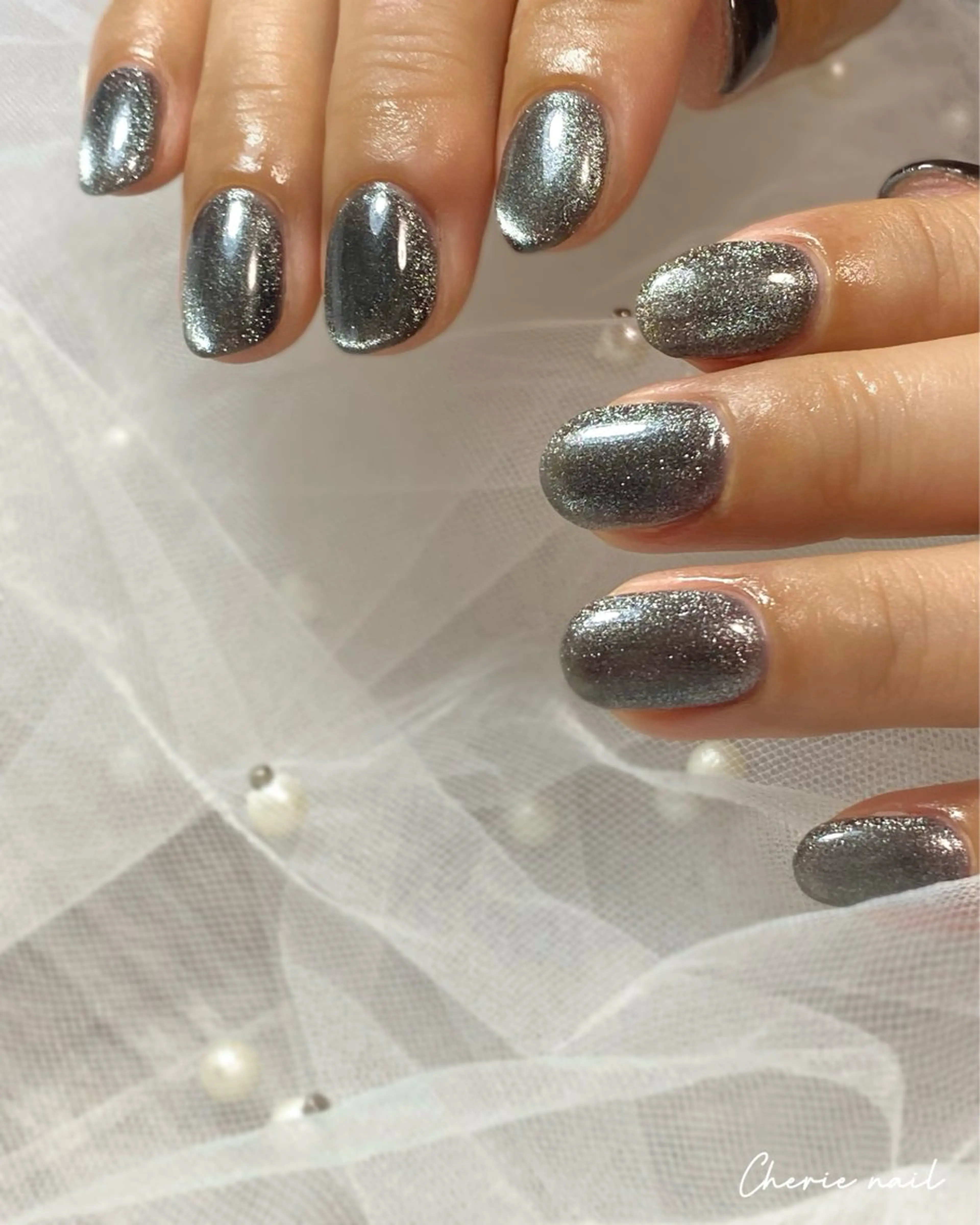 ネイル ジェルネイル マグネットネイル 冬ネイル ハンドネイル Cherienail yunaのネイルデザイン