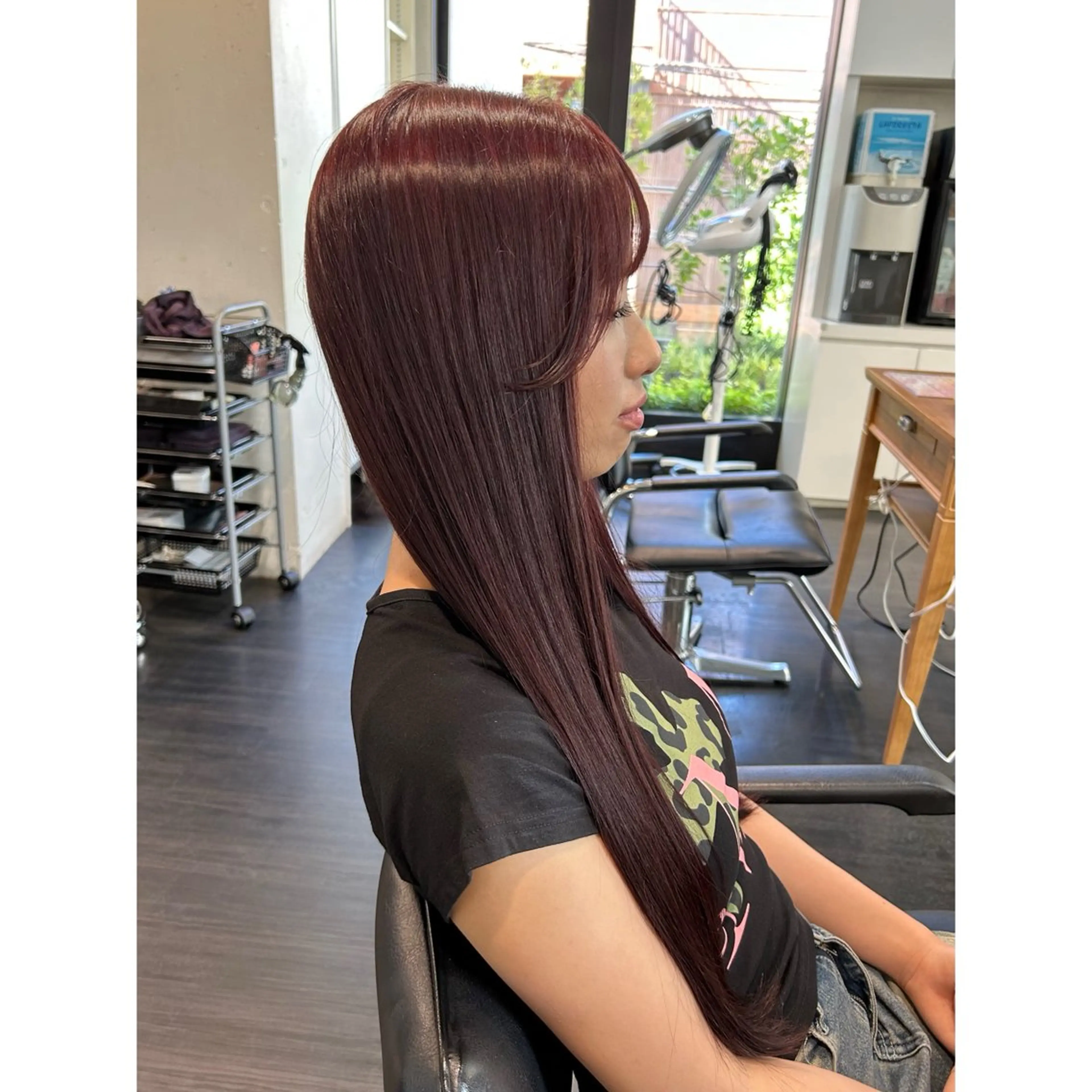 ロング カラー ブリーチ カシス ダブルカラー ブリーチなしカラー レッドカラー ヘアカラー トリートメント ◎かしま◎暖色ｶﾗｰ /ﾒﾝｽﾞﾊﾟｰﾏのヘアスタイル