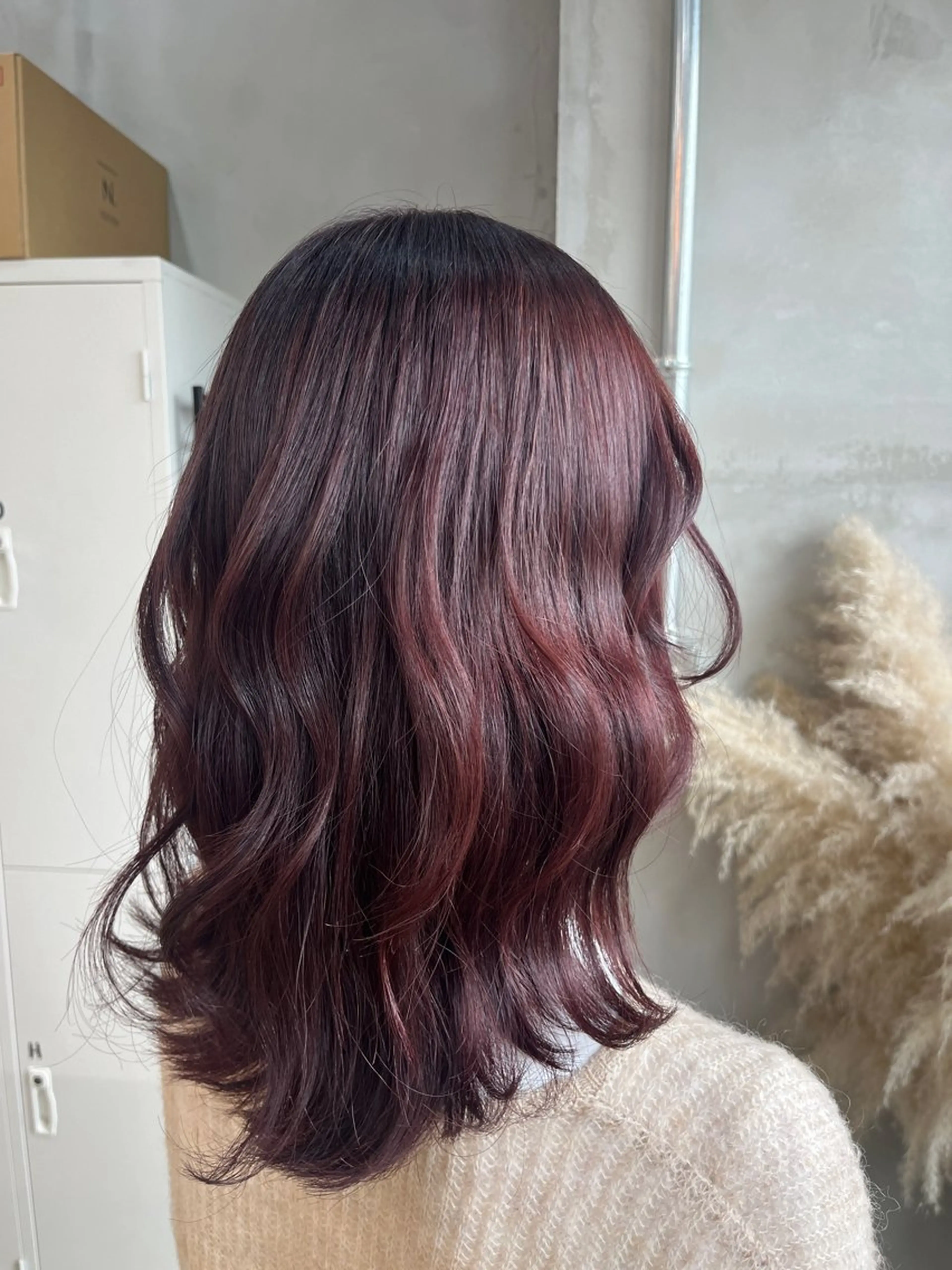 セミロング ピンクブラウン 顔周りカット 田中 萌のヘアスタイル