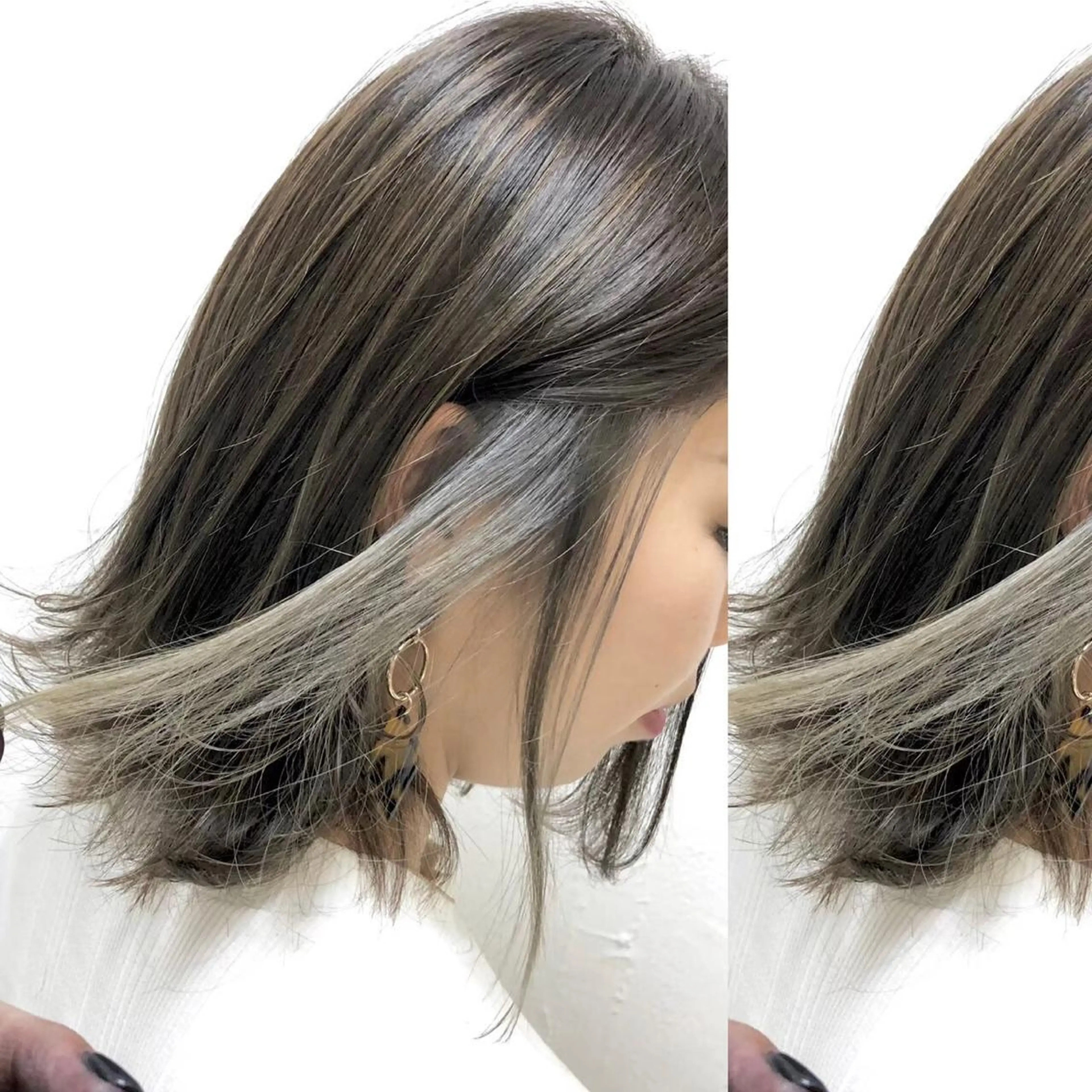 ミディアム カラー JuNブリーチに 縮毛矯正するプロのヘアスタイル