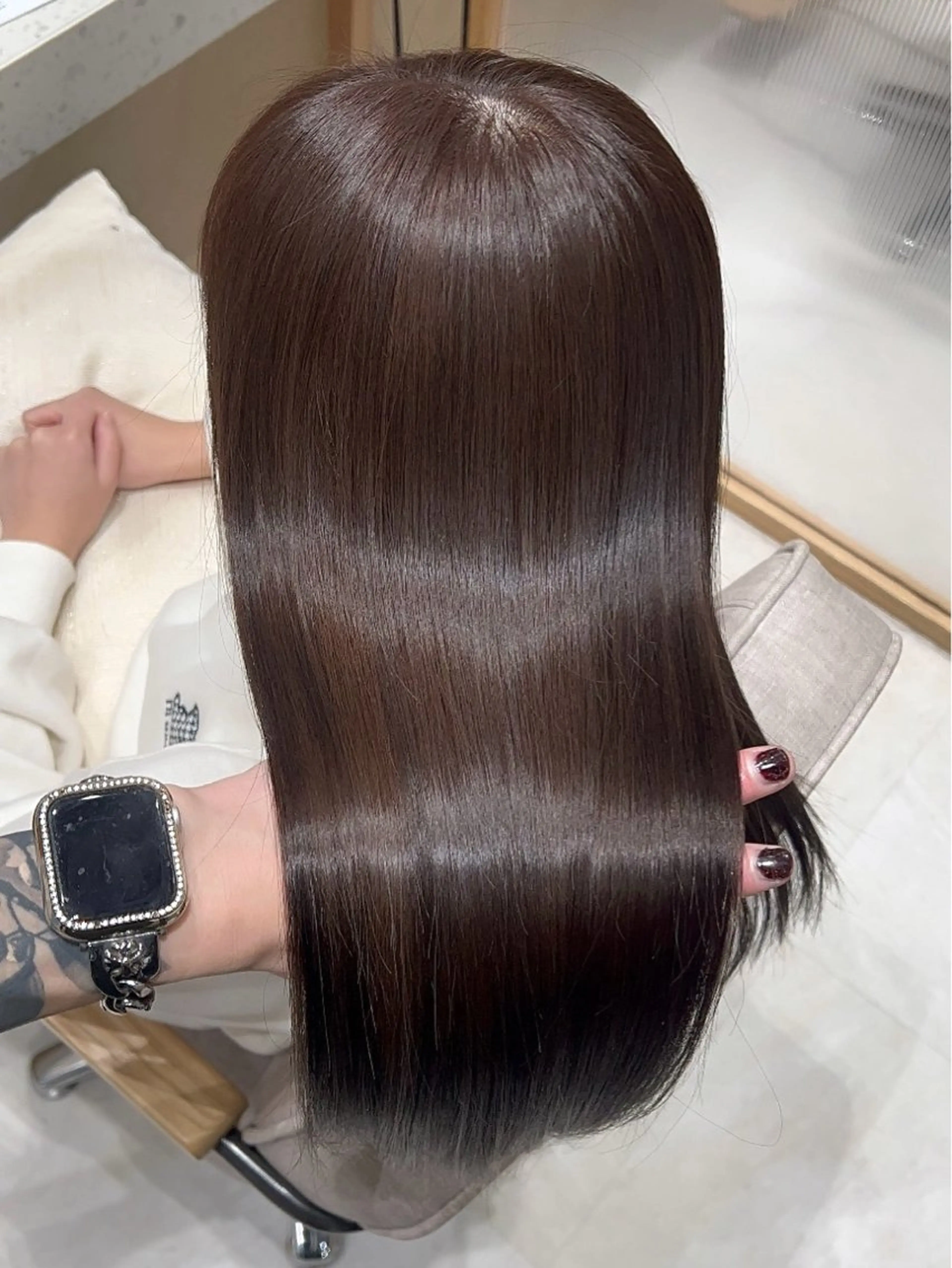 セミロング チョコレートブラウン 髪質改善 トリートメント ヘアカラー トリートメント 💎髪質改善/艶髪 💎mizuki💎のヘアスタイル