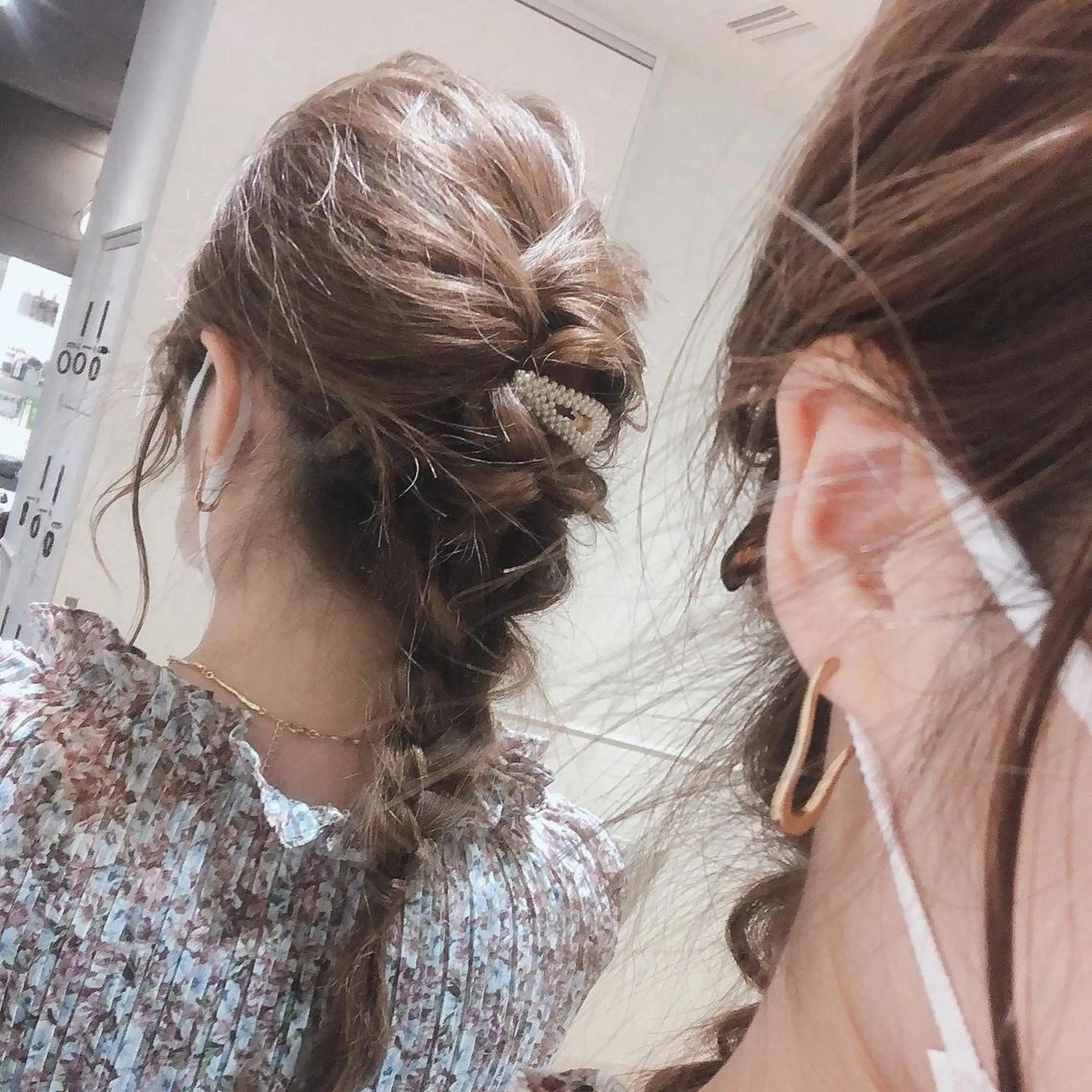 セミロング カラー ヘアアレンジ 三つ編み おくれ毛 ✨🌿大人可愛い愛さ れhair🌿✨松本のヘアスタイル