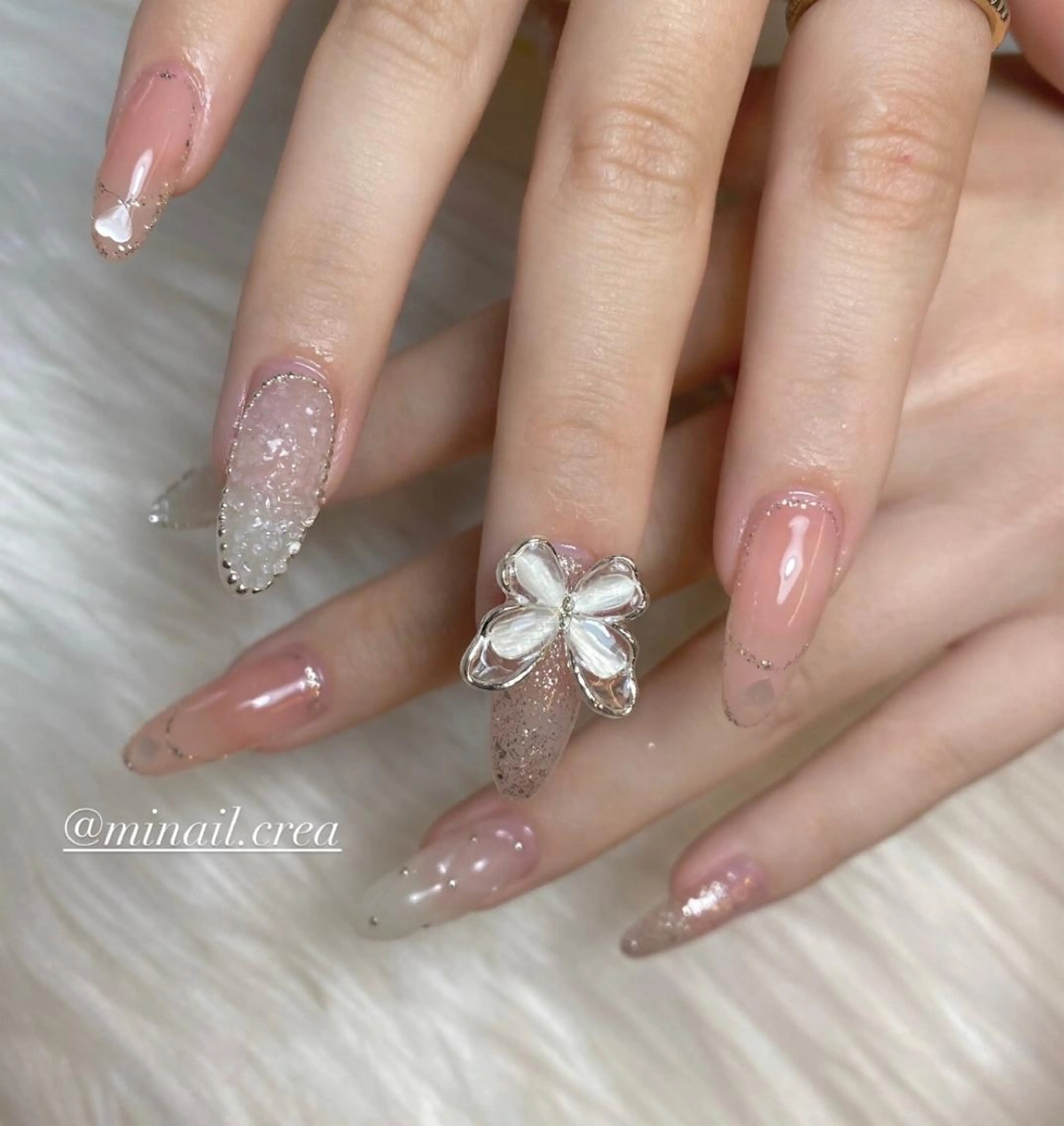 ネイル キラキラネイル ロングネイル ワンカラーネイル スカルプネイル 春ネイル CReA nailのネイルデザイン