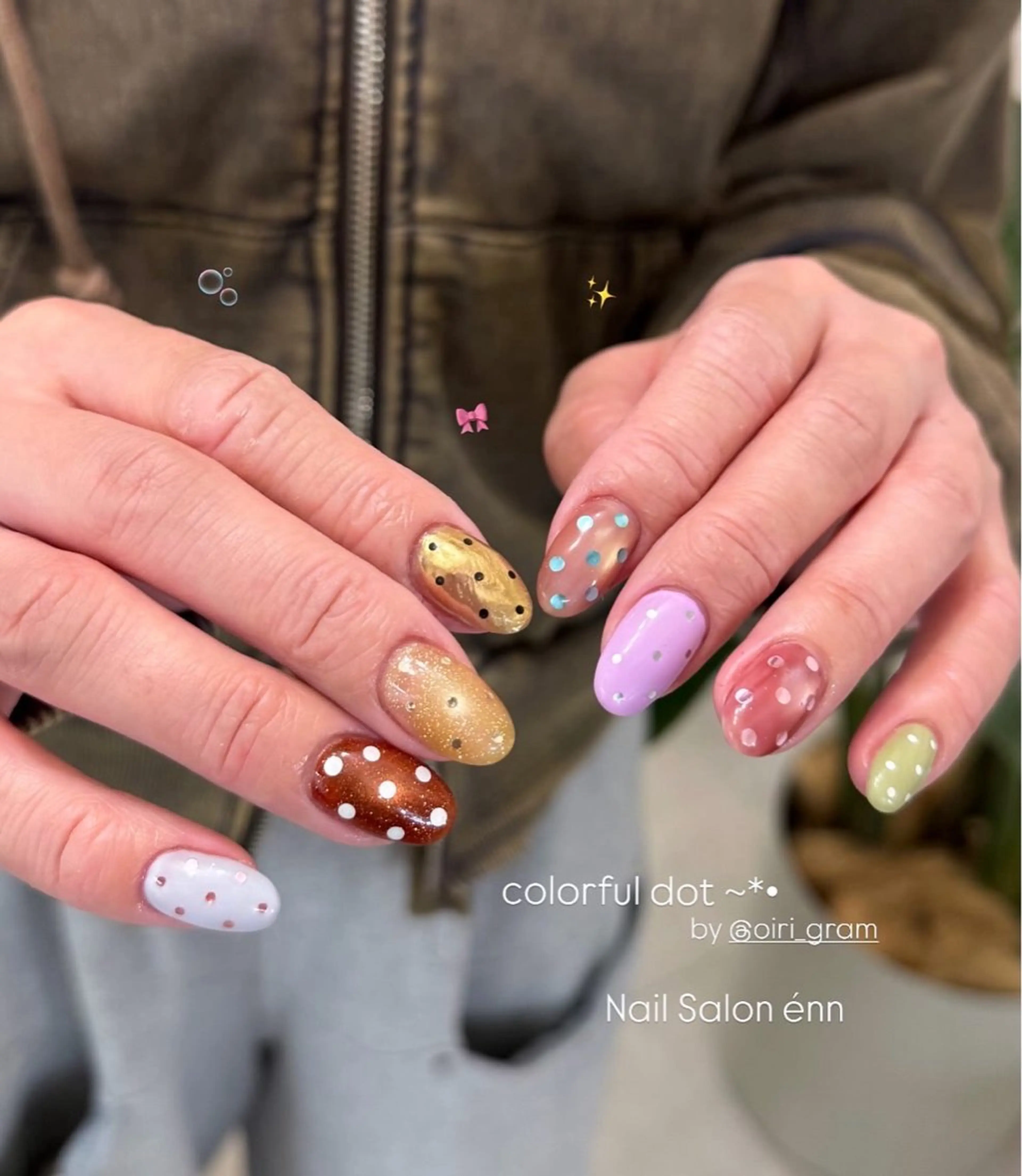 ネイル ドット 春ネイル ハンドネイル 🫧RISA🫧 énn |四条烏丸のネイルデザイン