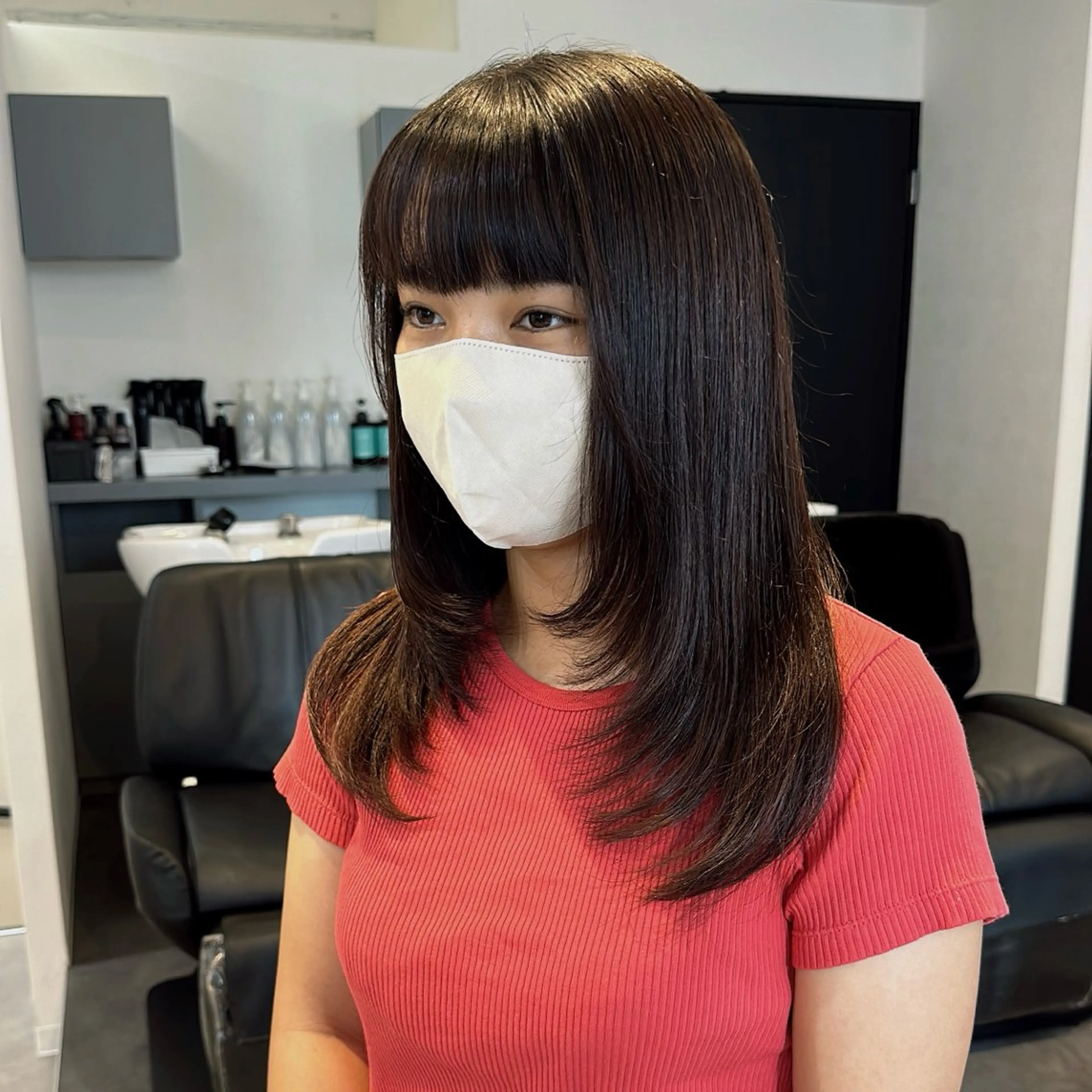 セミロング カット レイヤー/ハイトーン WAKANAのヘアスタイル