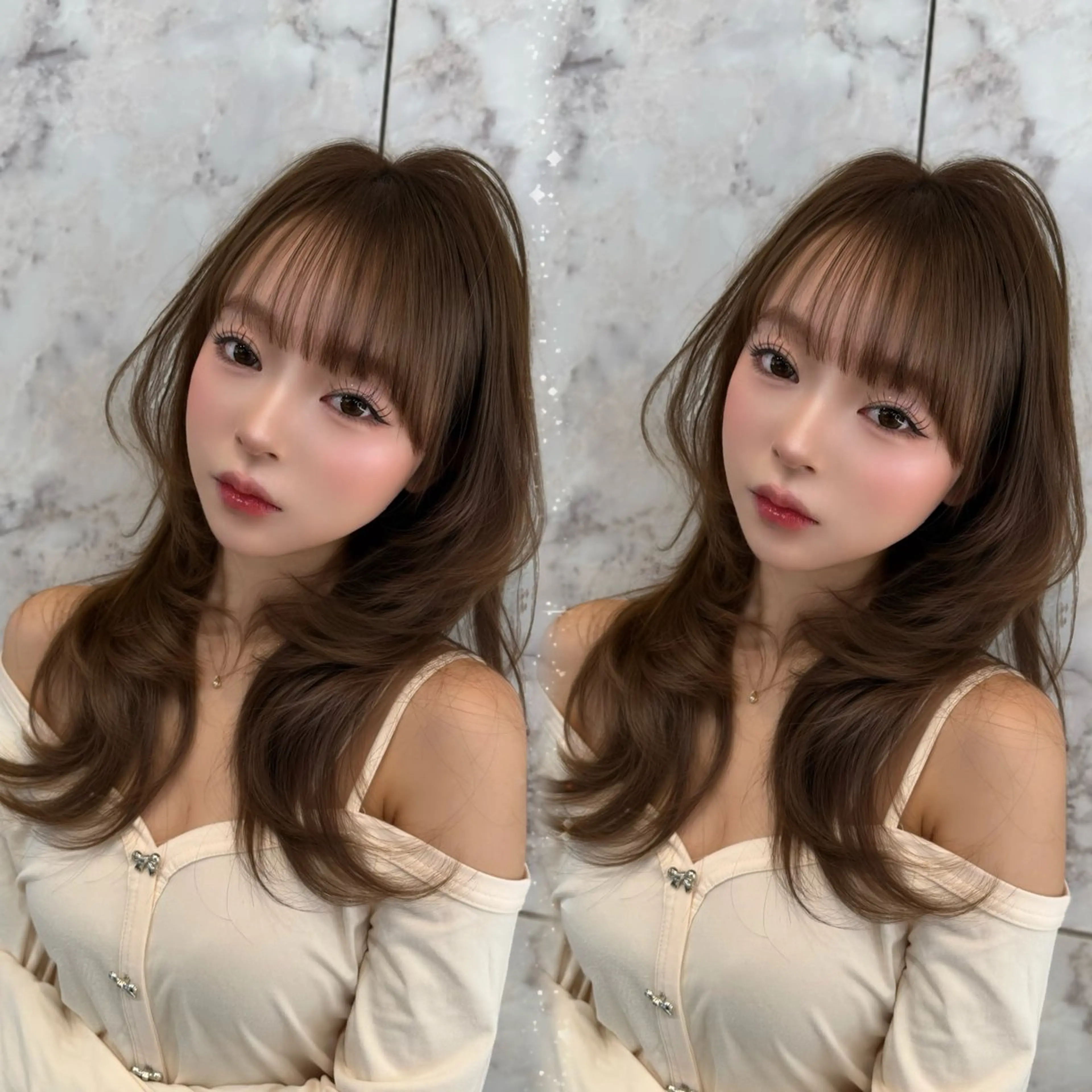 セミロング カラー 新宿/韓国風レイヤー 髪質改善/渋谷直樹のヘアスタイル