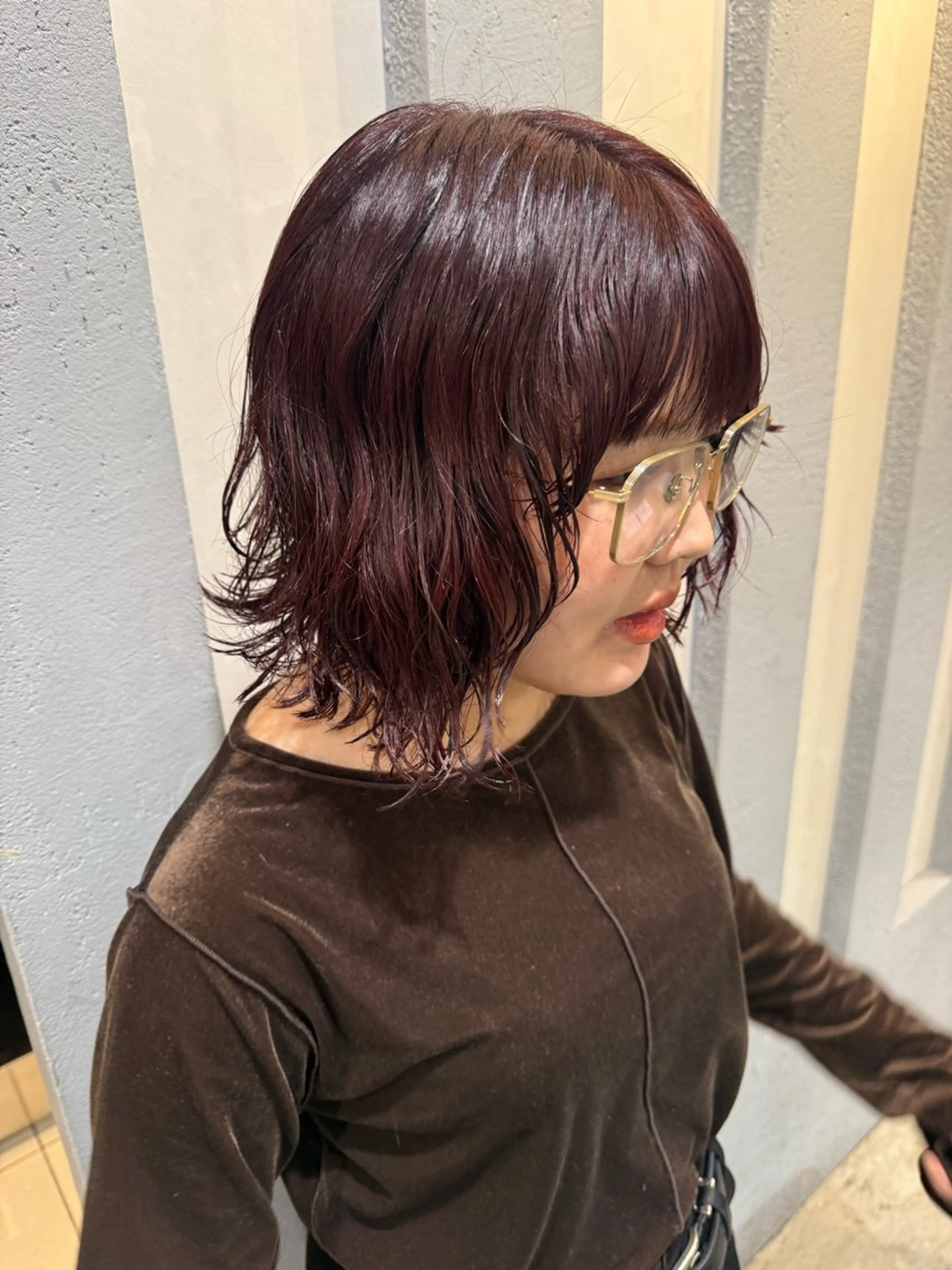 ワインレッドうる艶カラー✨💖➕4stepトリートメントの写真