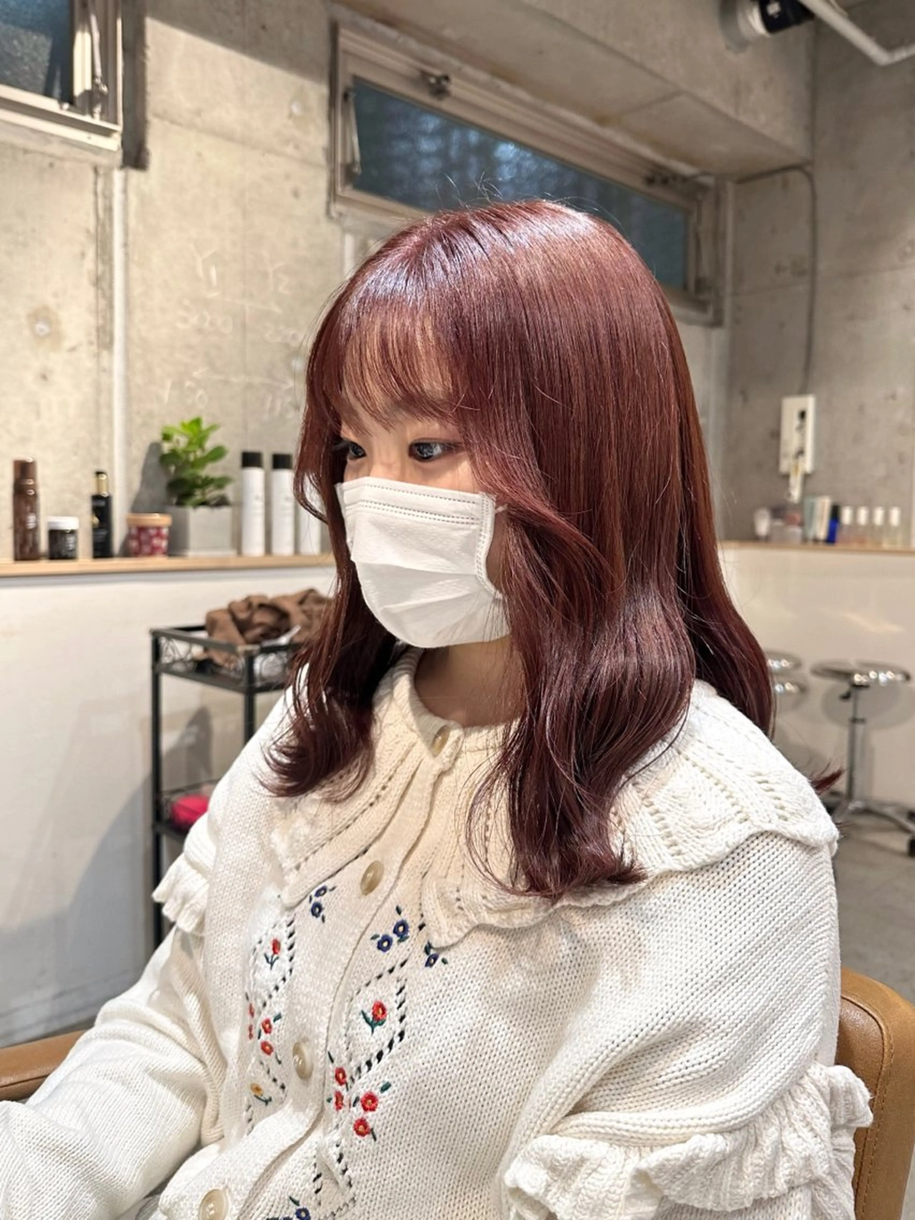 セミロング カラー 韓国レイヤー・ボブ/ 暖色⭐️優香⭐️のヘアスタイル