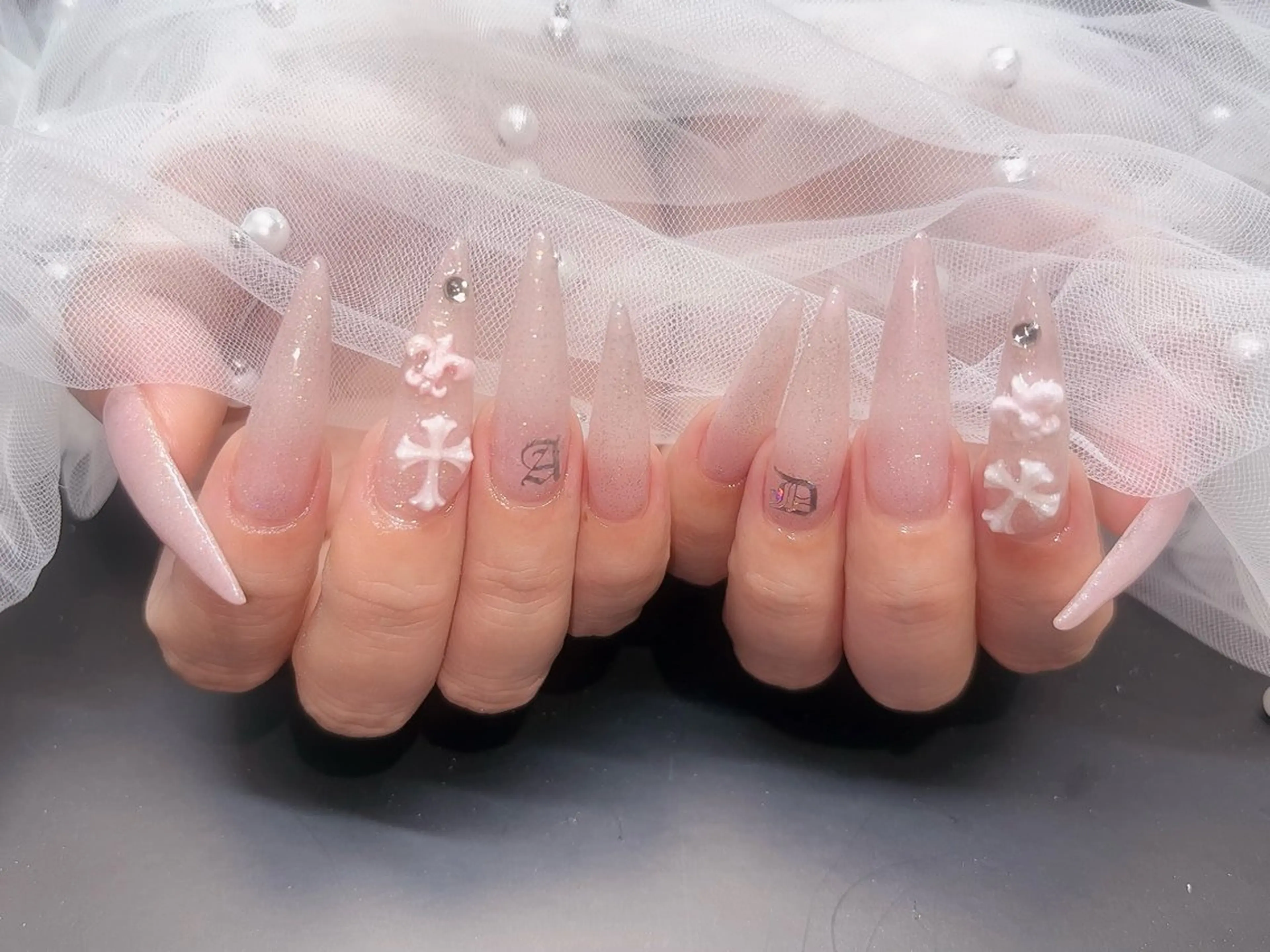 ネイル 桜ネイル ロングネイル シンプルネイル 春ネイル Y. 🍒maki🍒ྀིのネイルデザイン