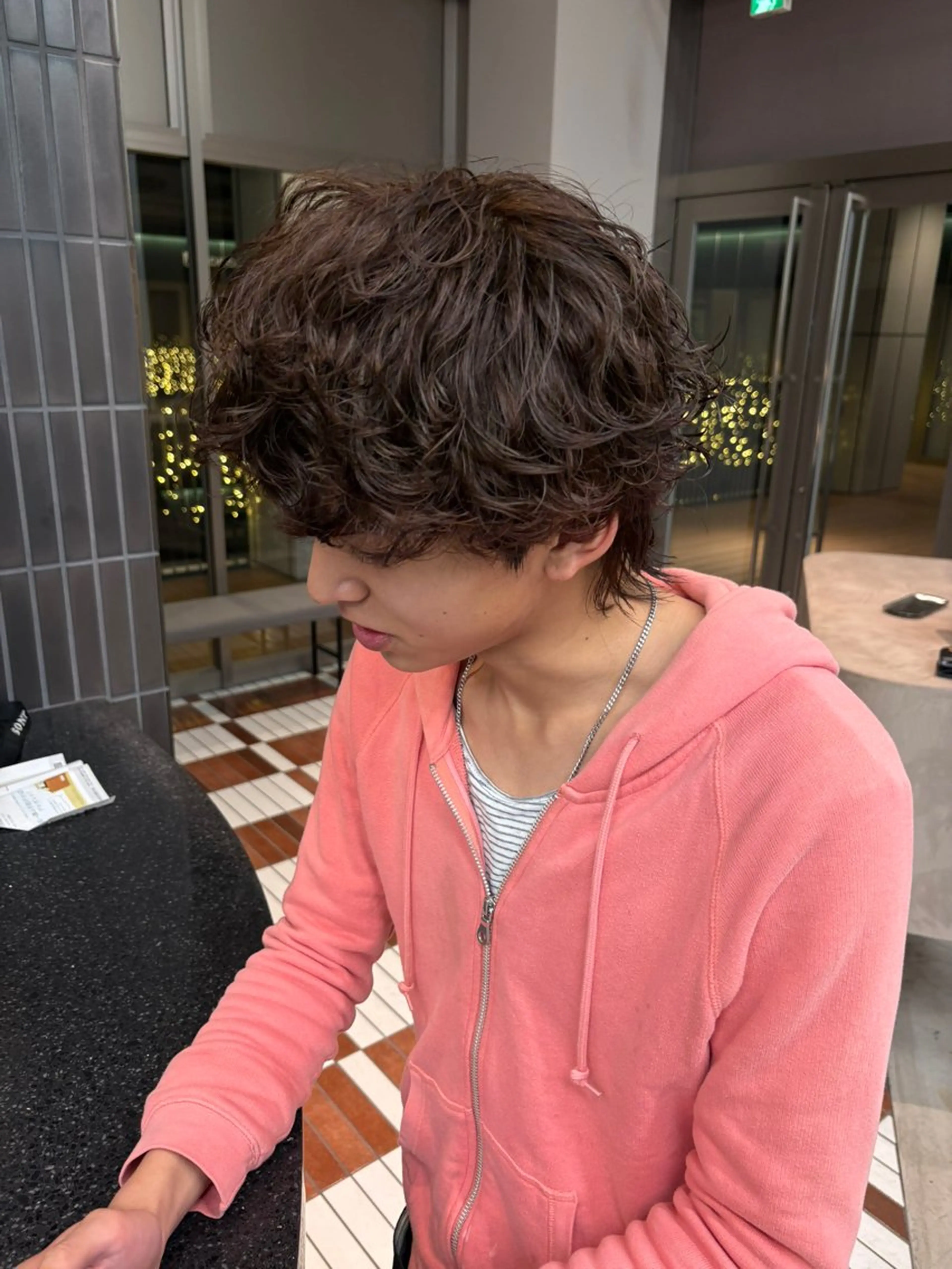 カラー パーマ メンズ メンズパーマ ブラウンカラー メンズパーマ特化 sayoのヘアスタイル