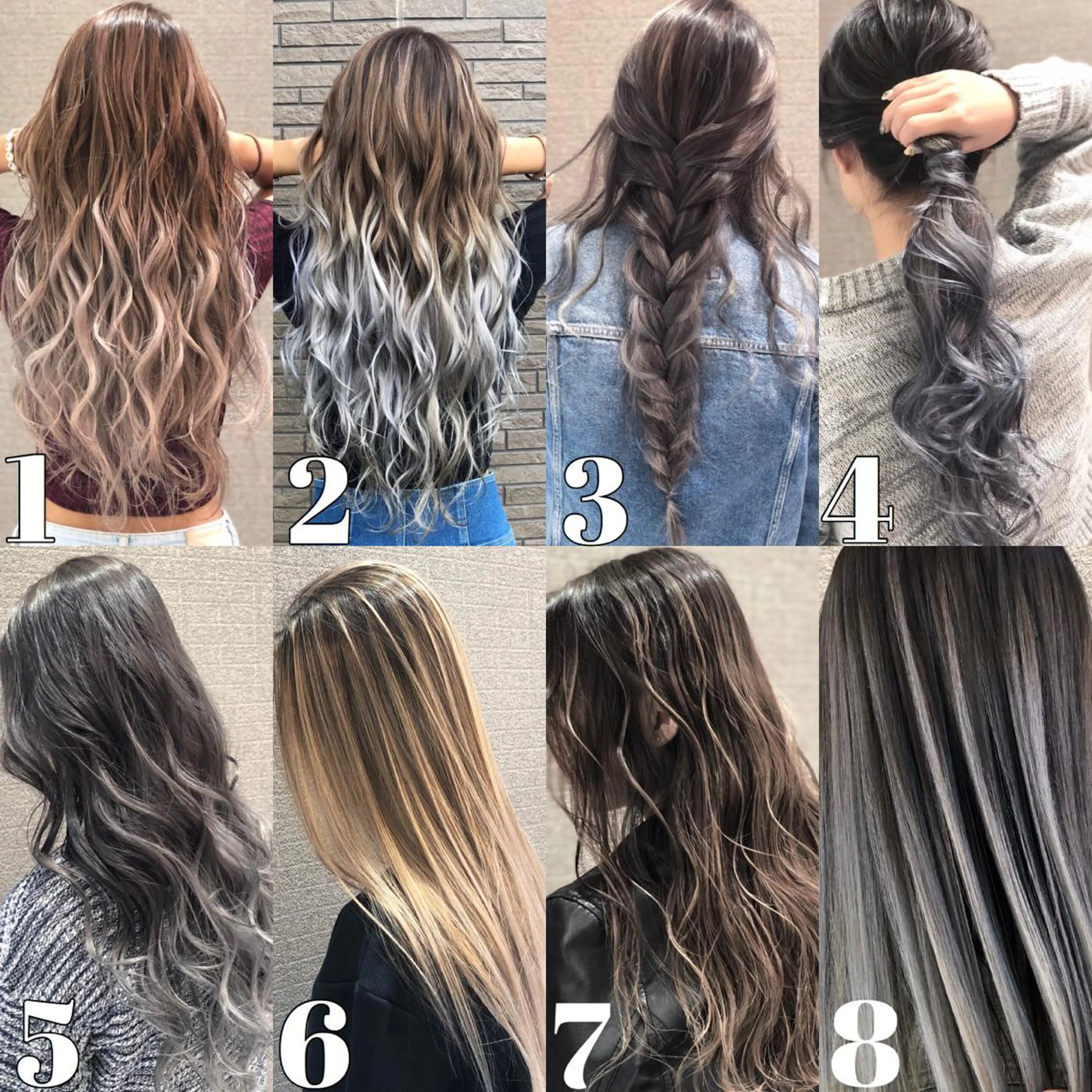 ロング カラー ヘアアレンジ シールエクステ バレイヤージュ デザインカラー ハイライトカラー エクステ アンドウ ユウ/ レイヤーカット/韓国のヘアスタイル