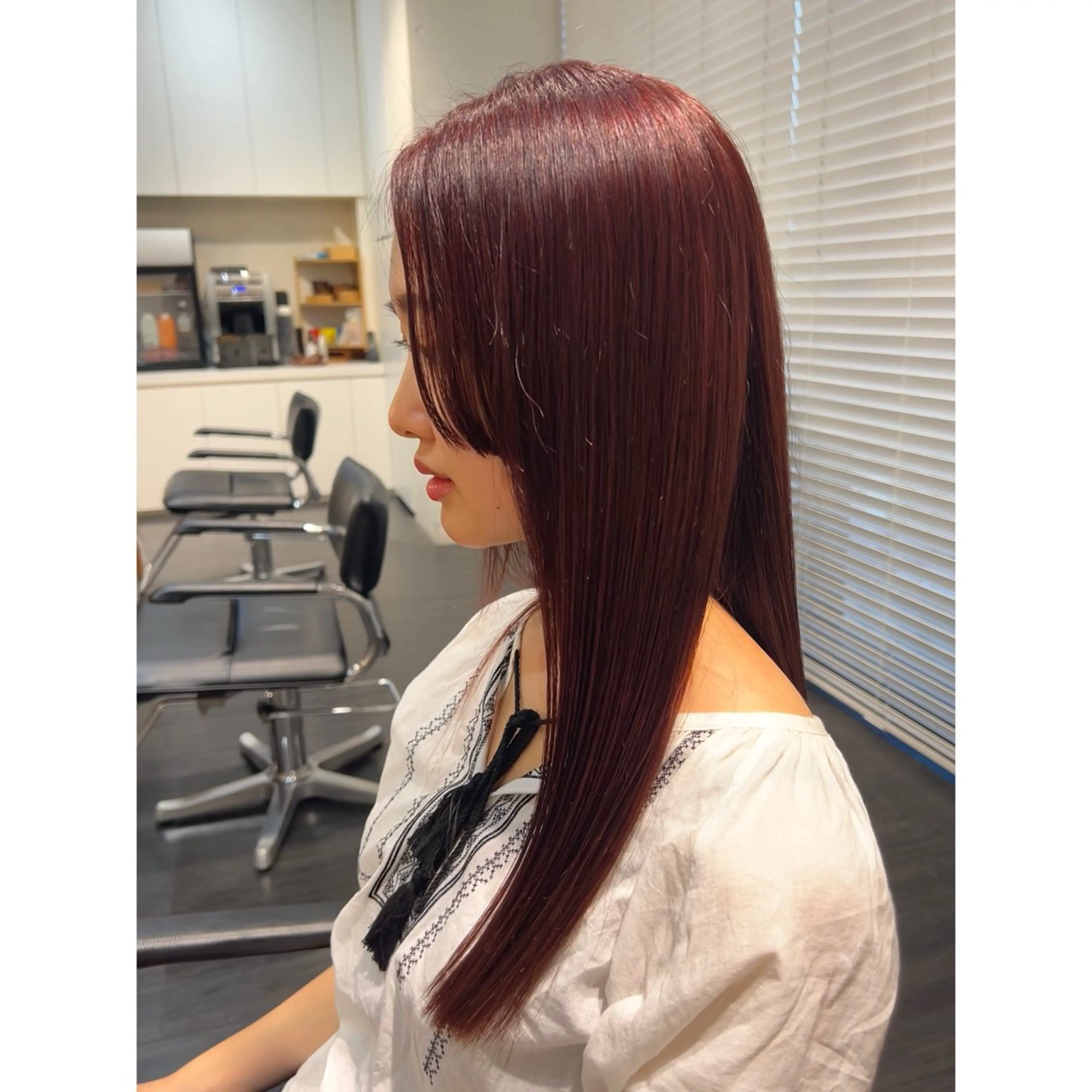 ロング カラー ブリーチ ダブルカラー ブリーチなしカラー レッドカラー ヘアカラー トリートメント ◎かしま◎暖色ｶﾗｰ /ﾒﾝｽﾞﾊﾟｰﾏのヘアスタイル