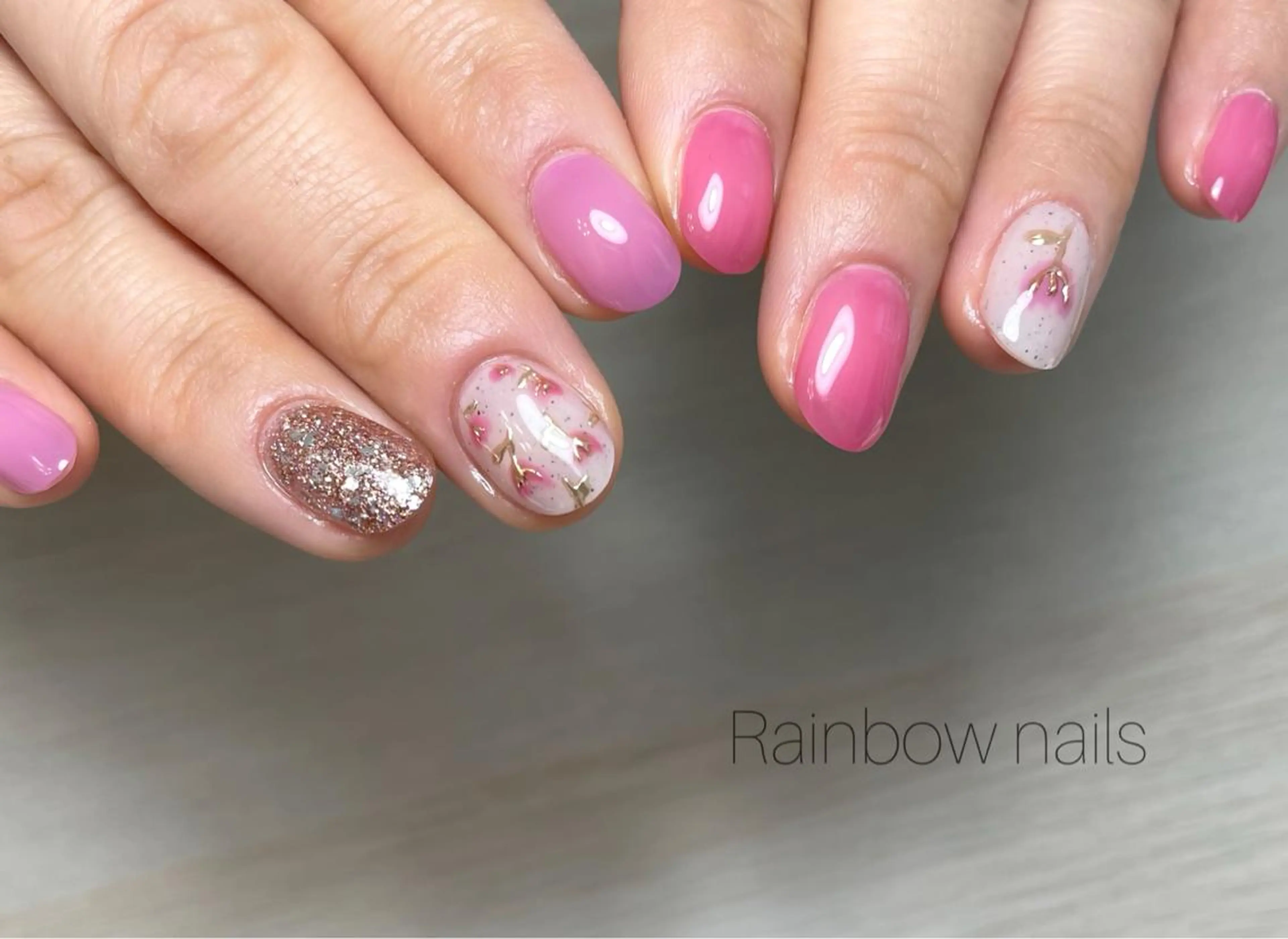 ネイル ハンドネイル Rainbow nailsくろちゃんのネイルデザイン