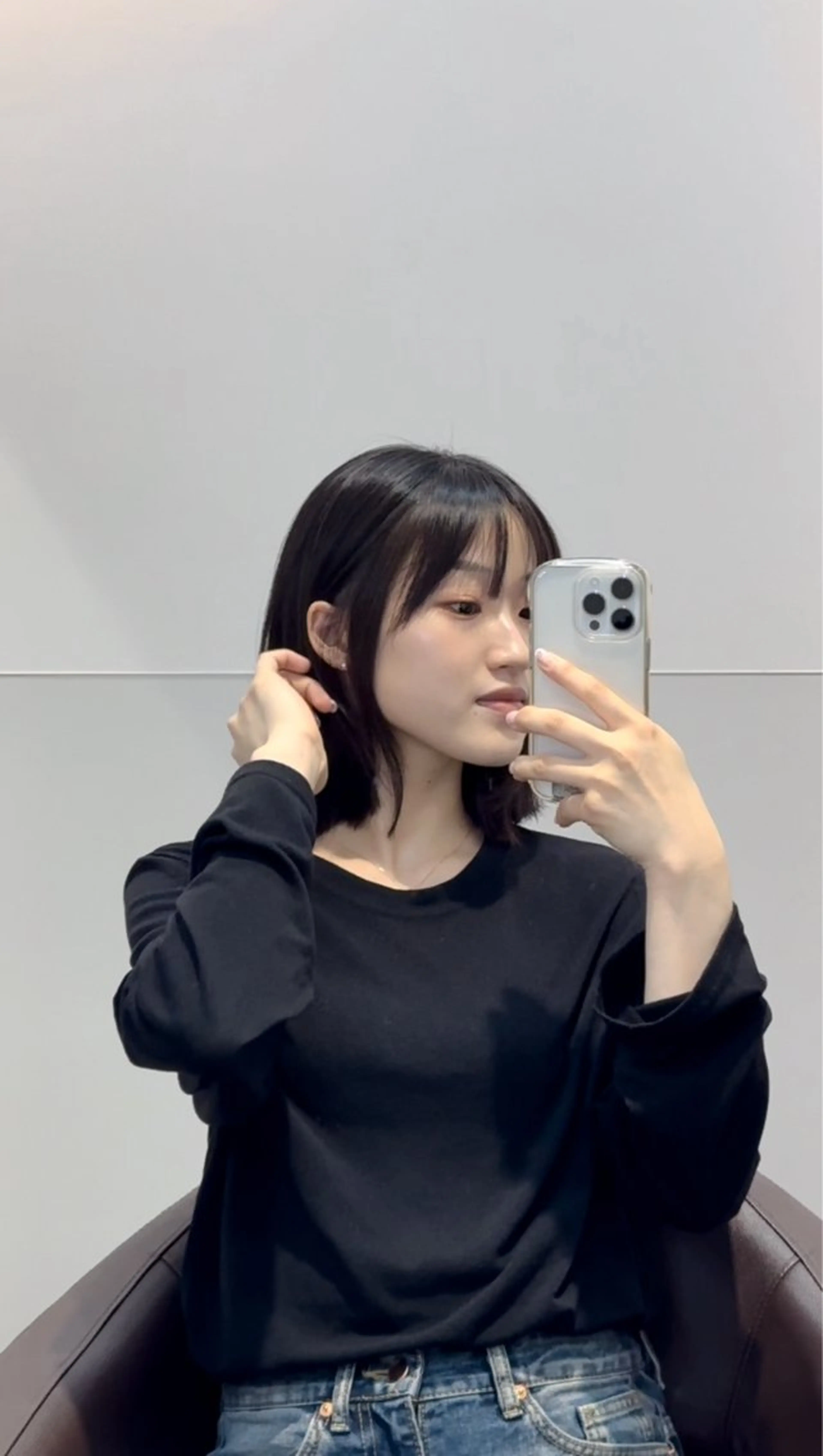 ショート カラー パーマ ヘアアレンジ 切りっぱなしボブ ボブ くせ毛 髪質改善 韓国風ヘア 切りっぱなしヘアボブ ミディアムヘアRYOのヘアスタイル