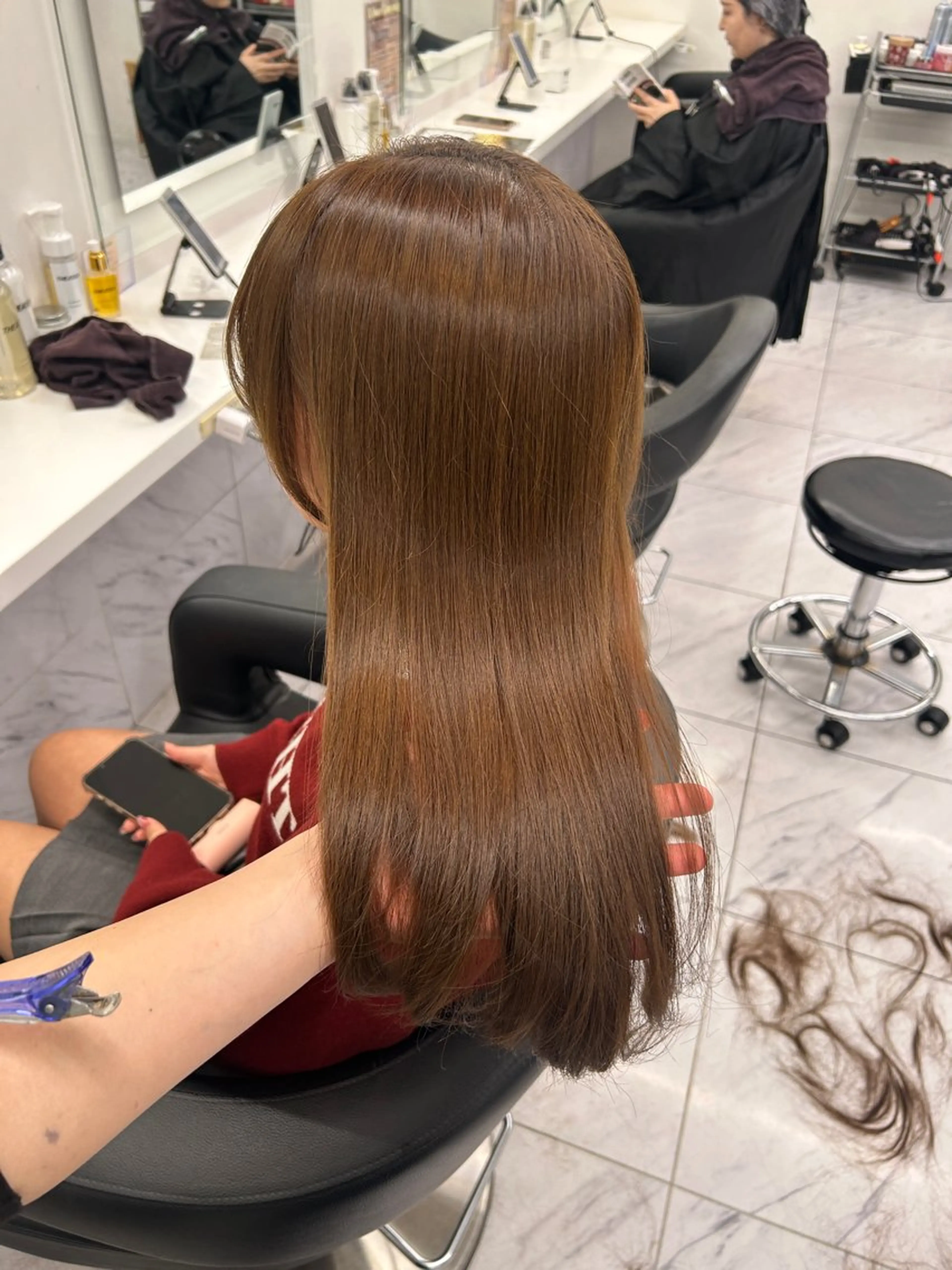 ロング カラー カット ヘアカラー トリートメント ヘッドスパ ヘアセット 🥯縮毛/レイヤー/ ベージュヘア🥯のヘアスタイル