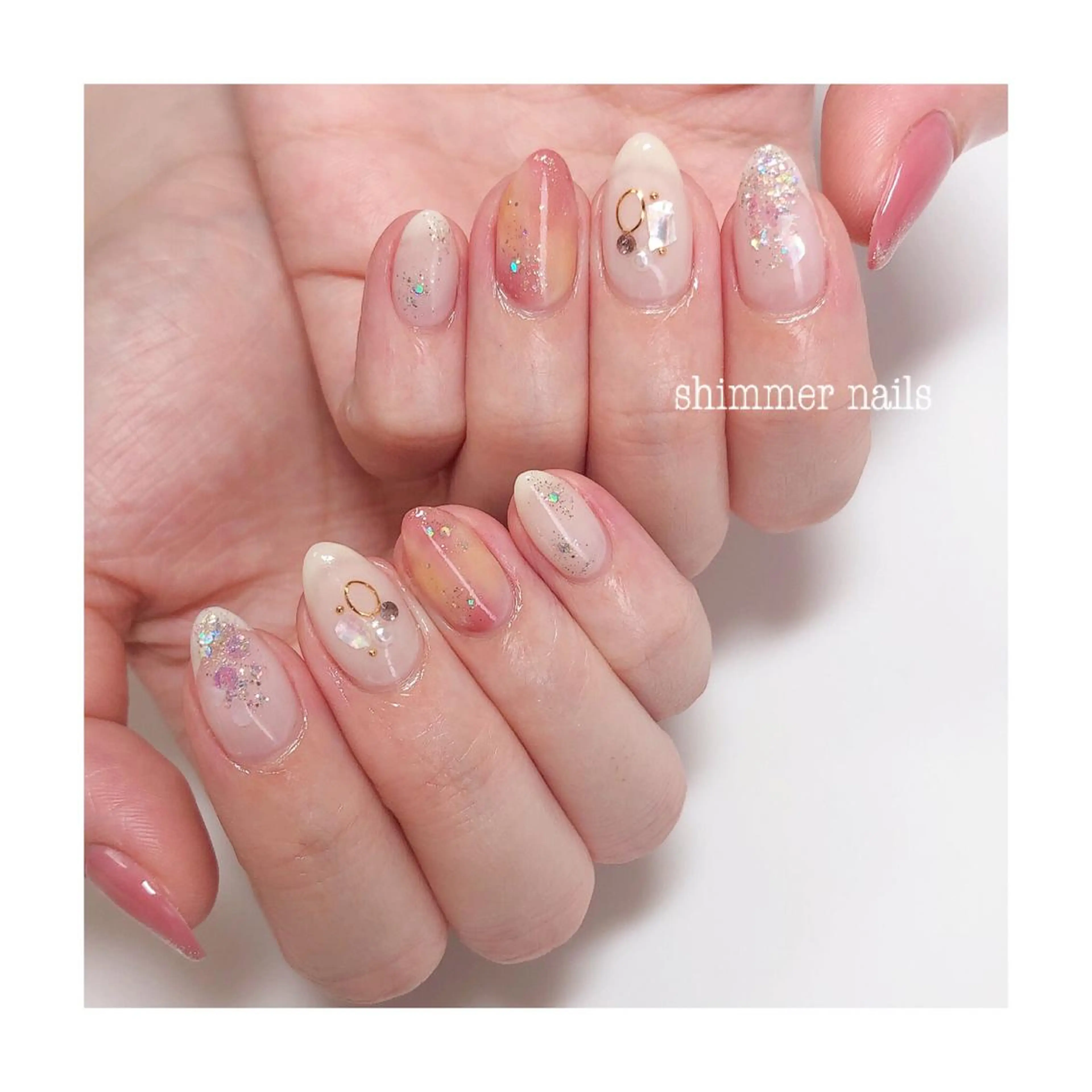 ネイル キラキラネイル フットネイル shimmer nailsのネイルデザイン