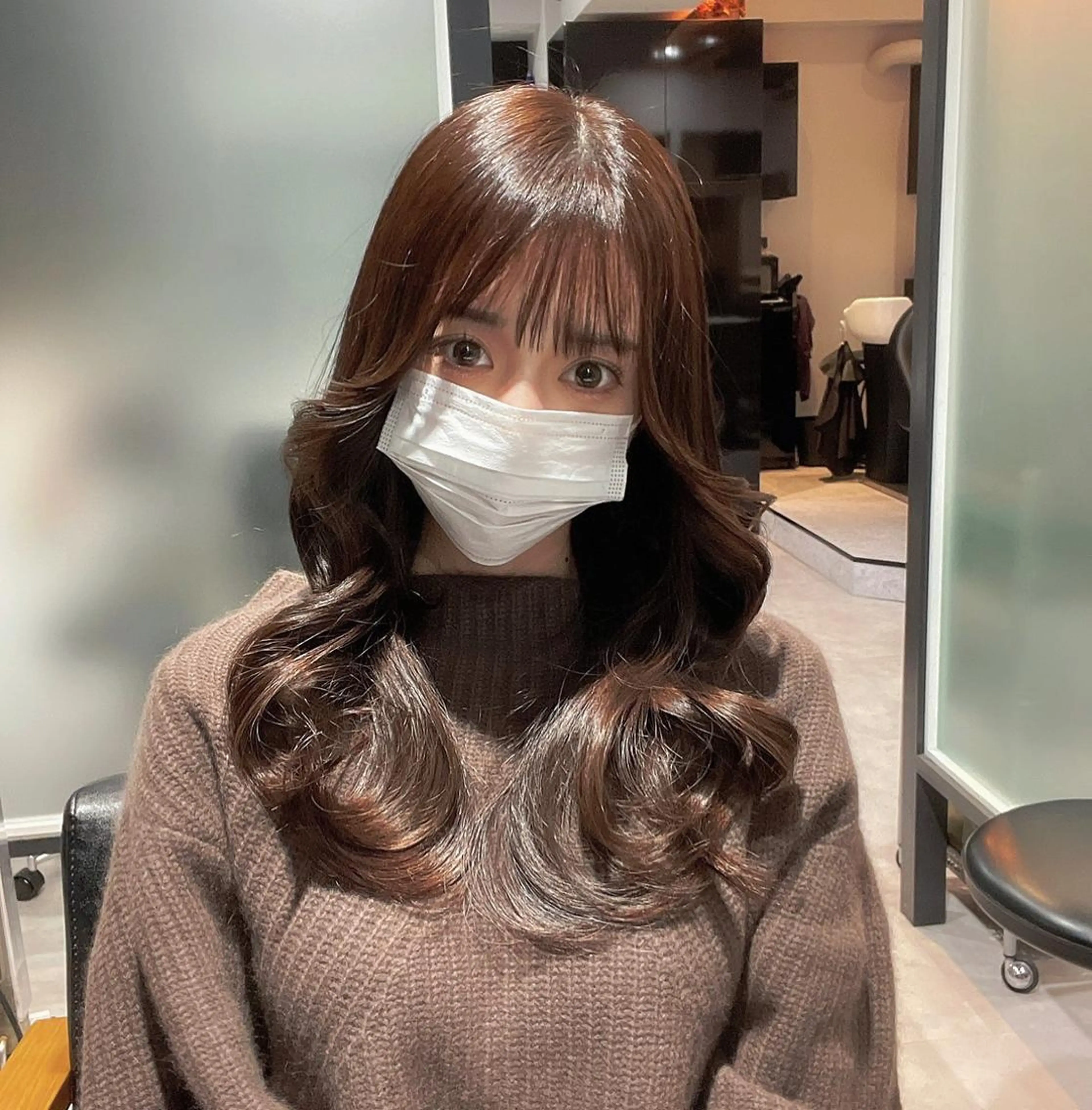 ロング カラー ブラウンカラー チョコレートブラウン 韓国風ヘア カット ヘアカラー PSY(サイ)池袋 金田尚久🎨のヘアスタイル