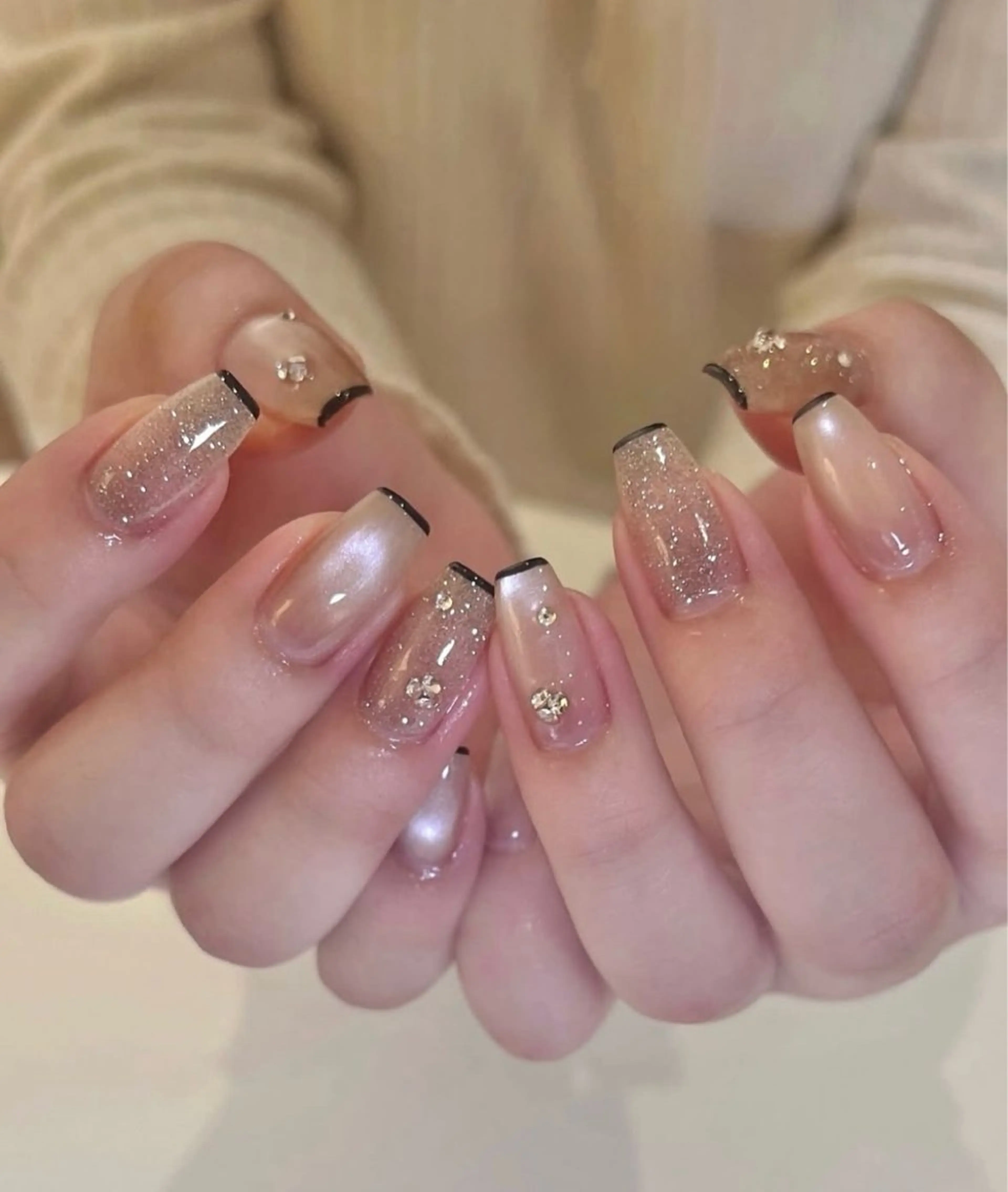 ネイル アートネイル オーロラネイル チークネイル 長さ出し フットネイル ハンドネイル Blossom nail_研修のネイルデザイン