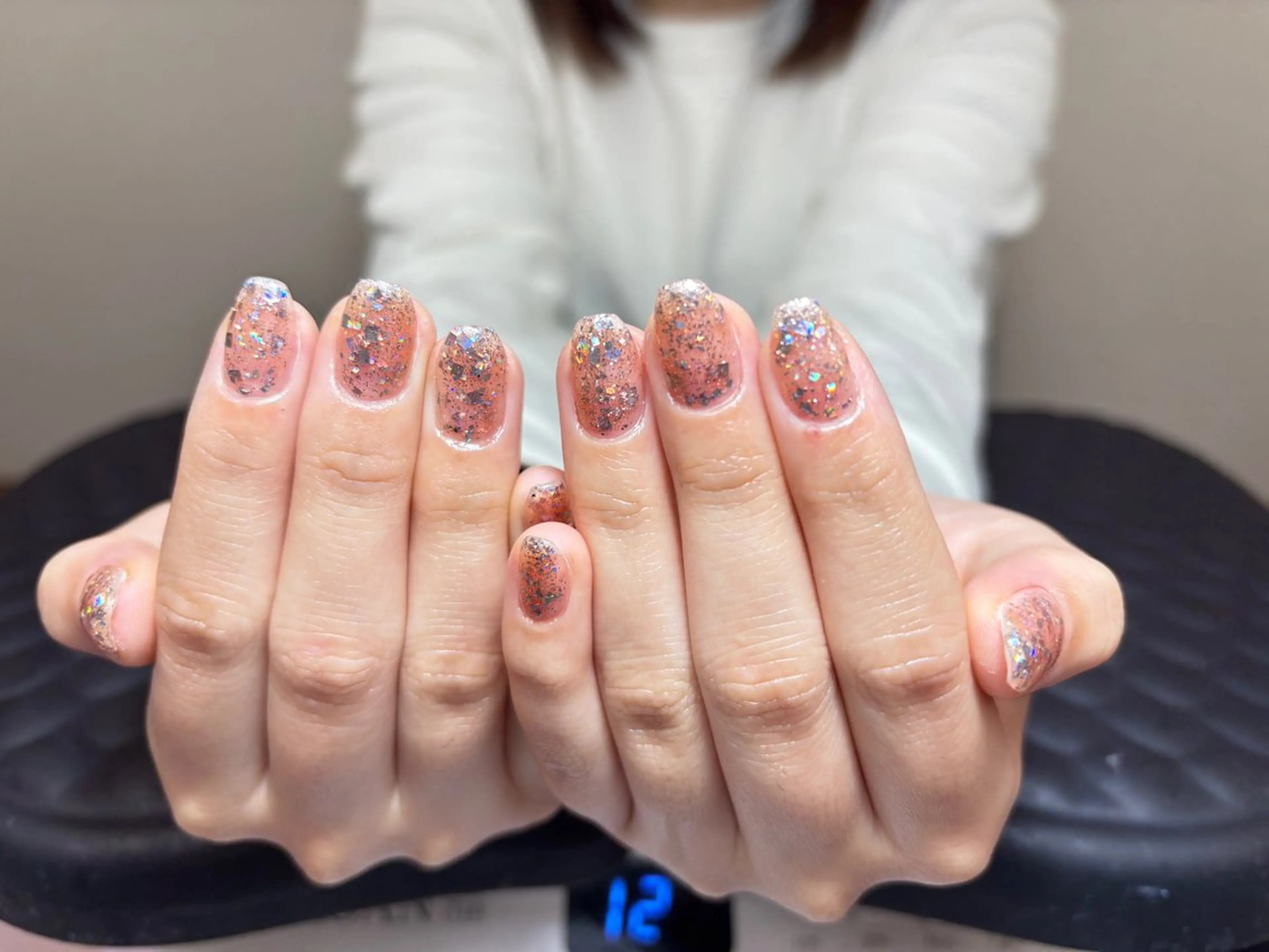 ネイル ブラウン チークネイル 桜ネイル 長さ出し フットネイル ハンドネイル XIINH NAIL SALONのネイルデザイン