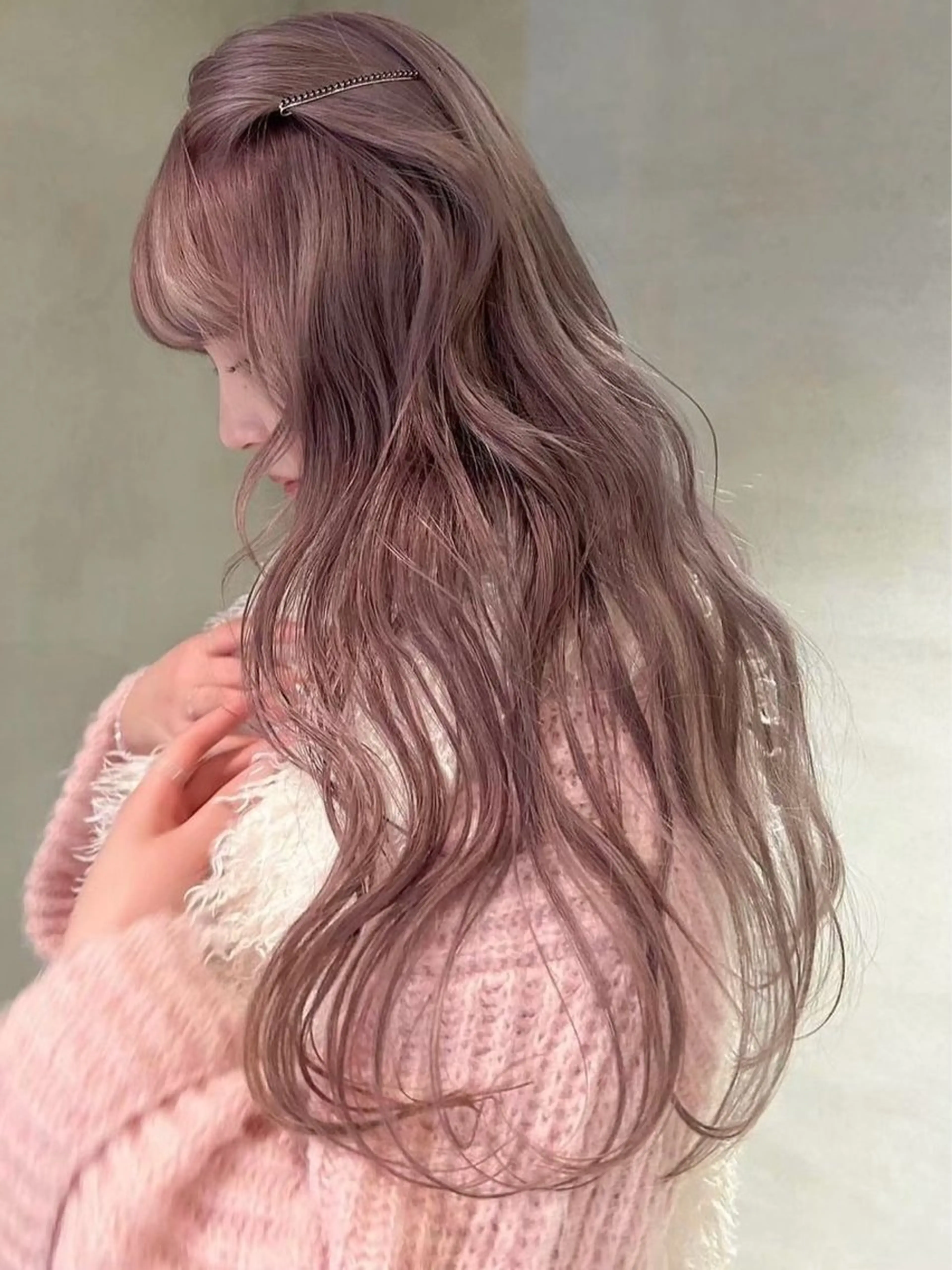 ロング カラー ヘアカラー トリートメント 🐰aina/ ミルクティー/ピンクのヘアスタイル