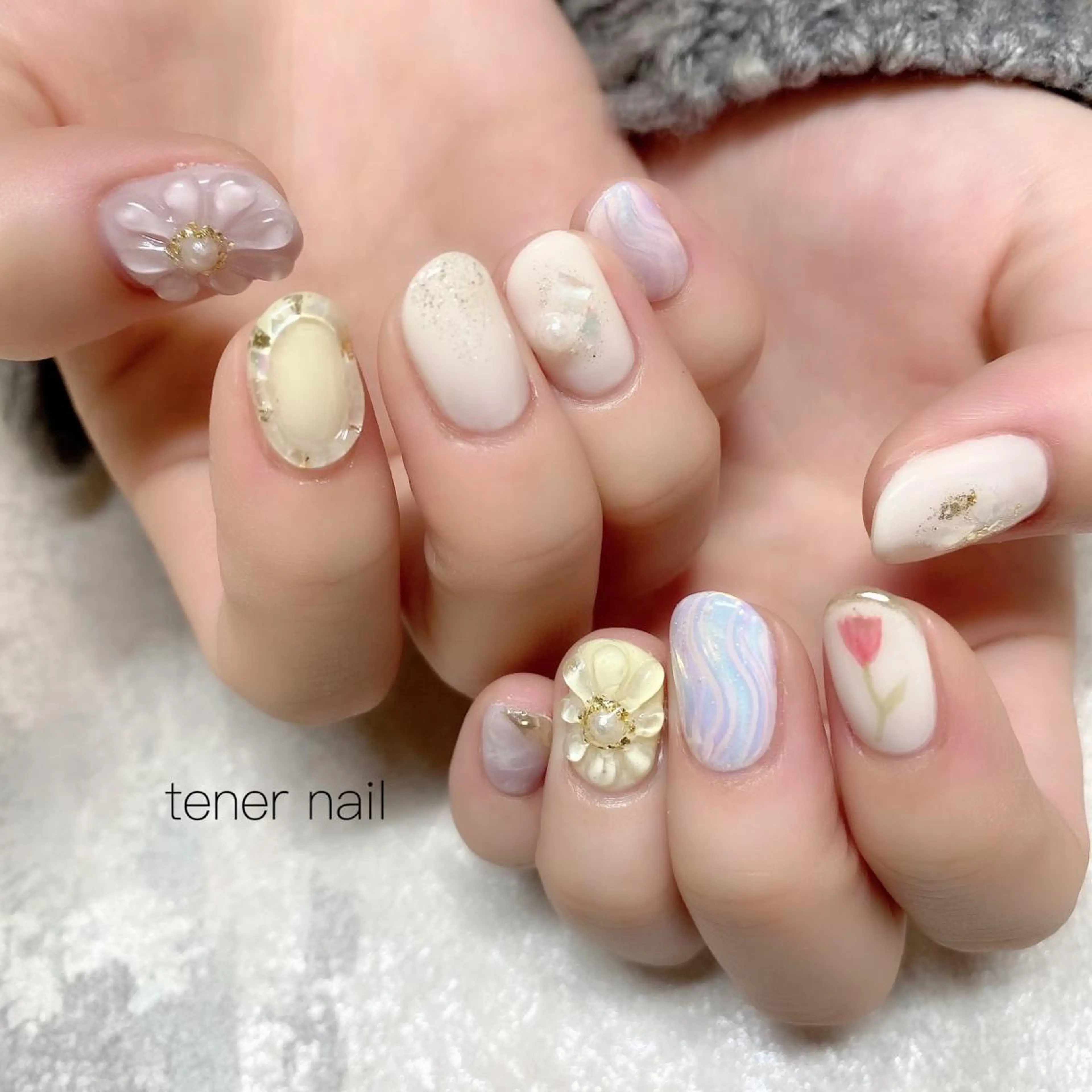 ネイル フラワーネイル ぷっくりネイル テネルネイル tener nailのネイルデザイン