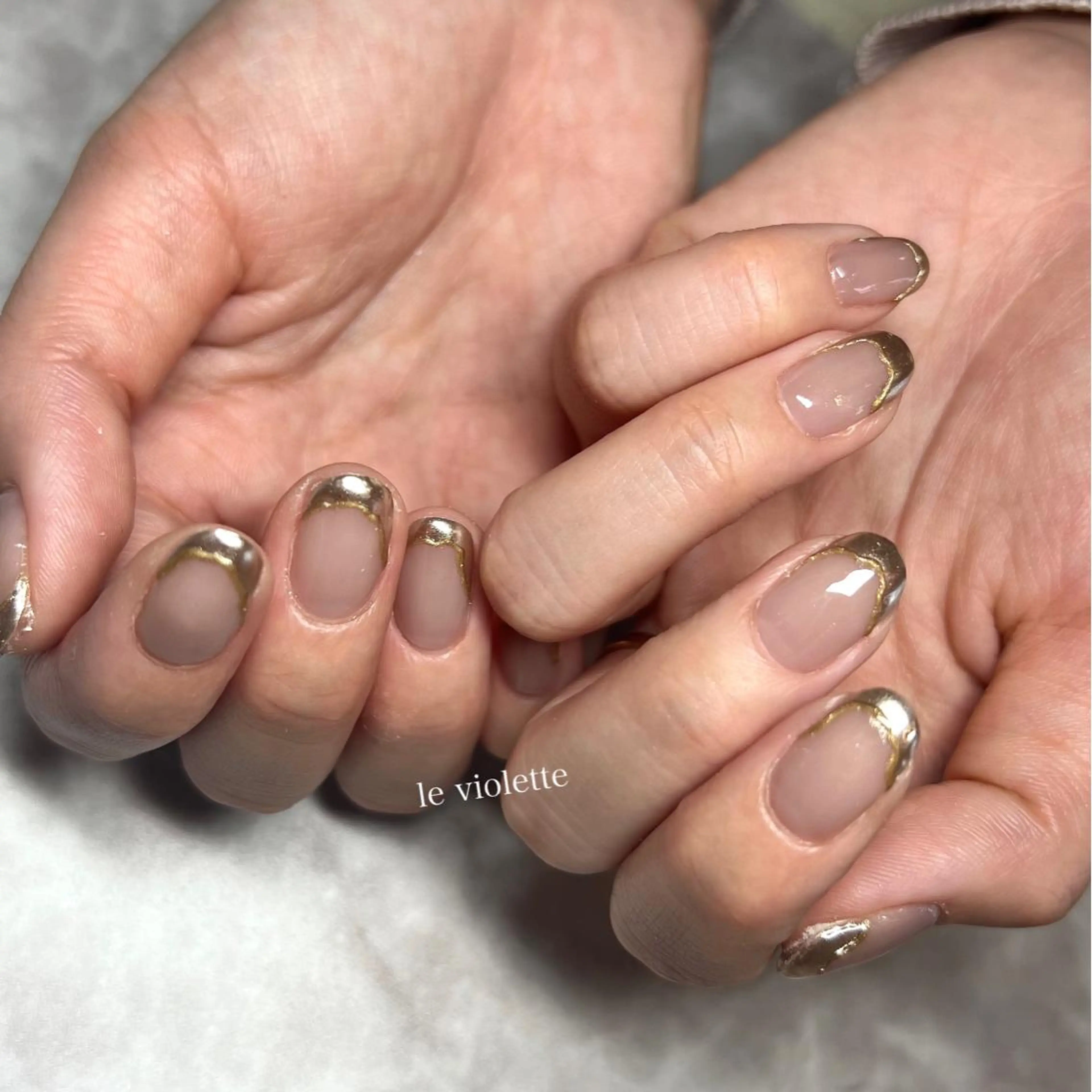 ネイル フレンチネイル ミラーネイル ハンドネイル le violetteのネイルデザイン