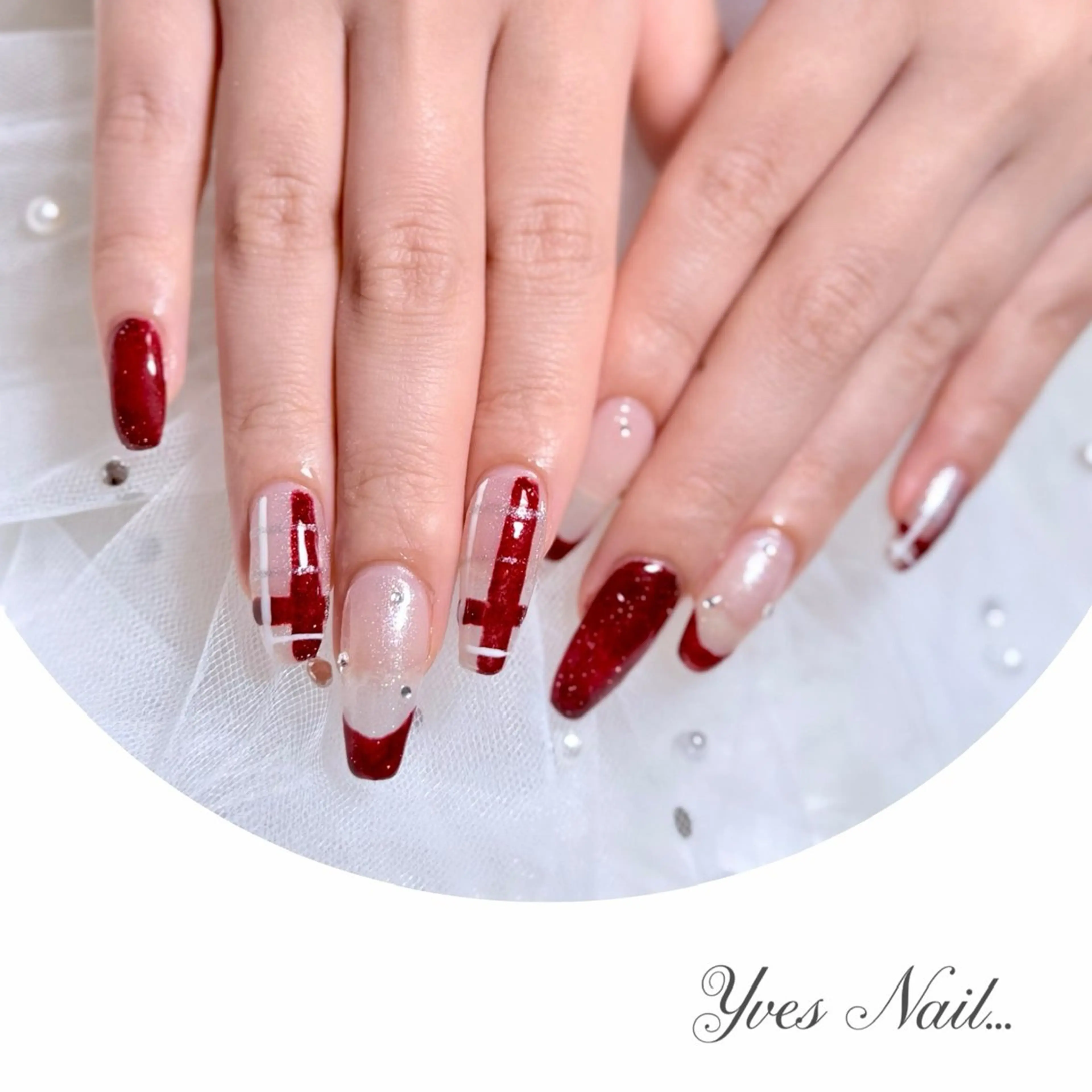 ネイル ボルドー フレンチネイル ハンドネイル kanno yのネイルデザイン