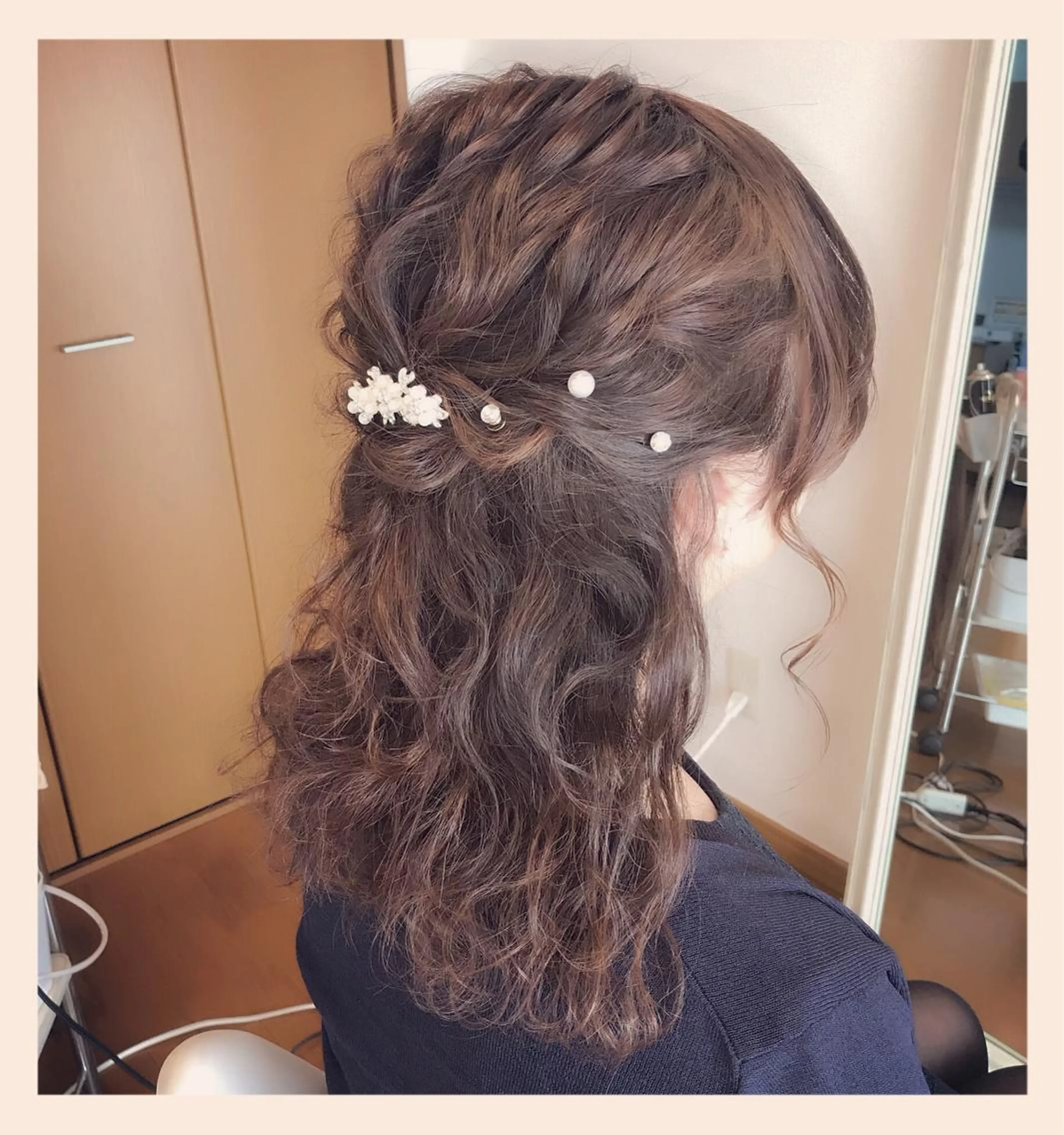 セミロング ヘアアレンジ ハーフアップ ボブ ヘアセット KANA カナのマツエク・マツパデザイン
