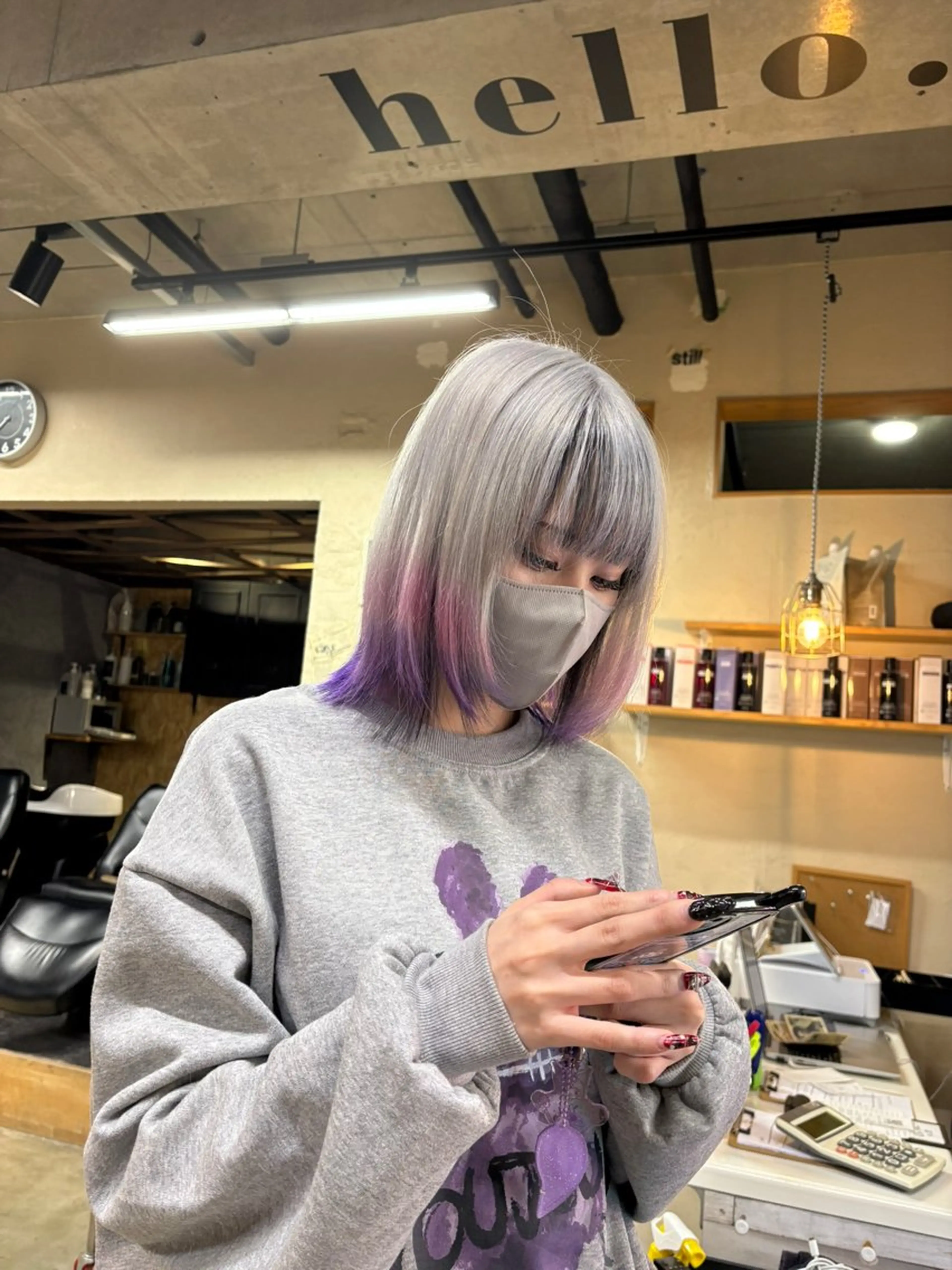 ミディアム カラー ブリーチ ケアブリーチ デザインカラー ブリーチムラ修正 /ハイトーン/青砥大のヘアスタイル