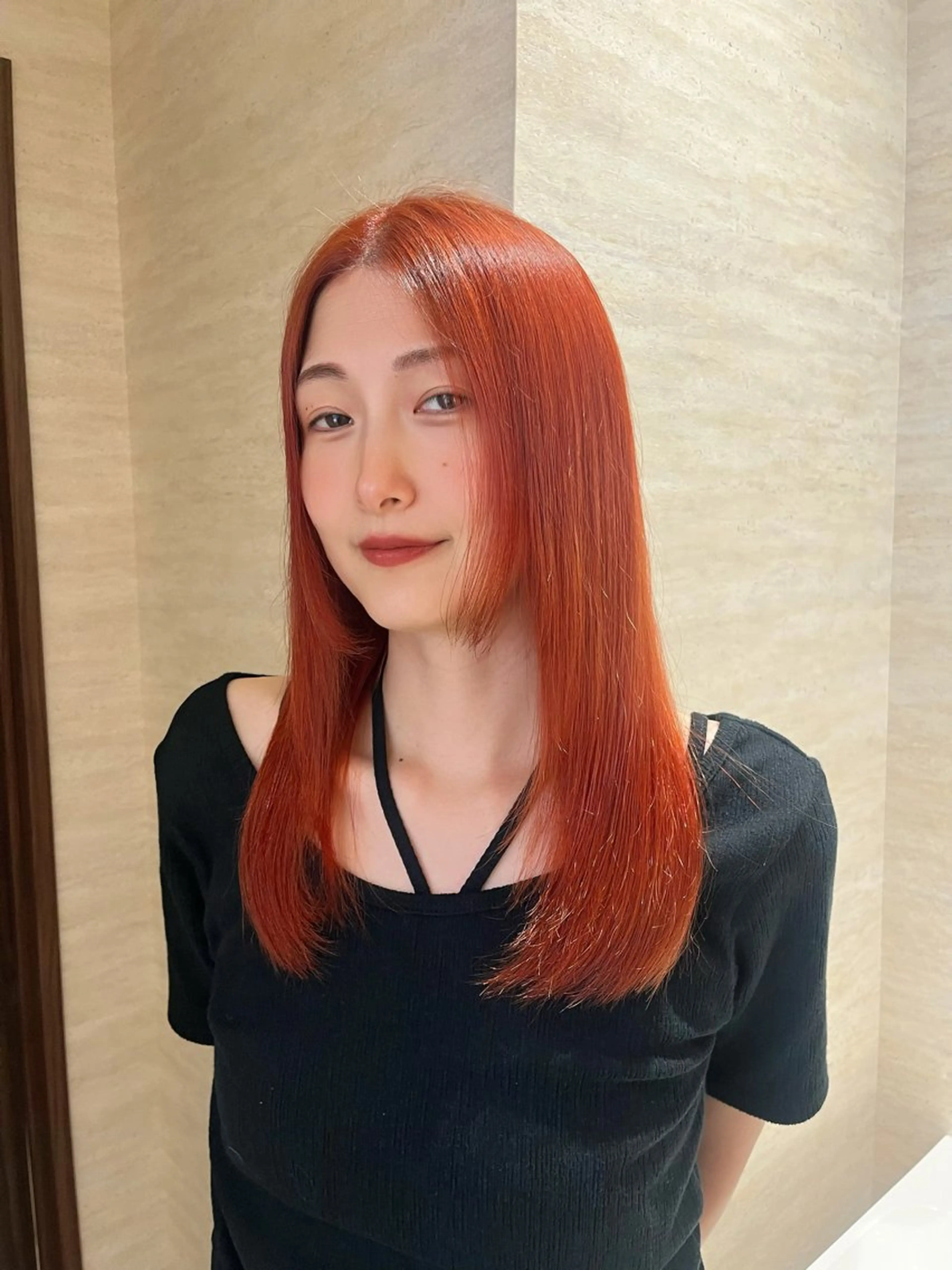 ミディアム カラー 柔らかい艶暖色 レイヤー🫧姫汝のヘアスタイル